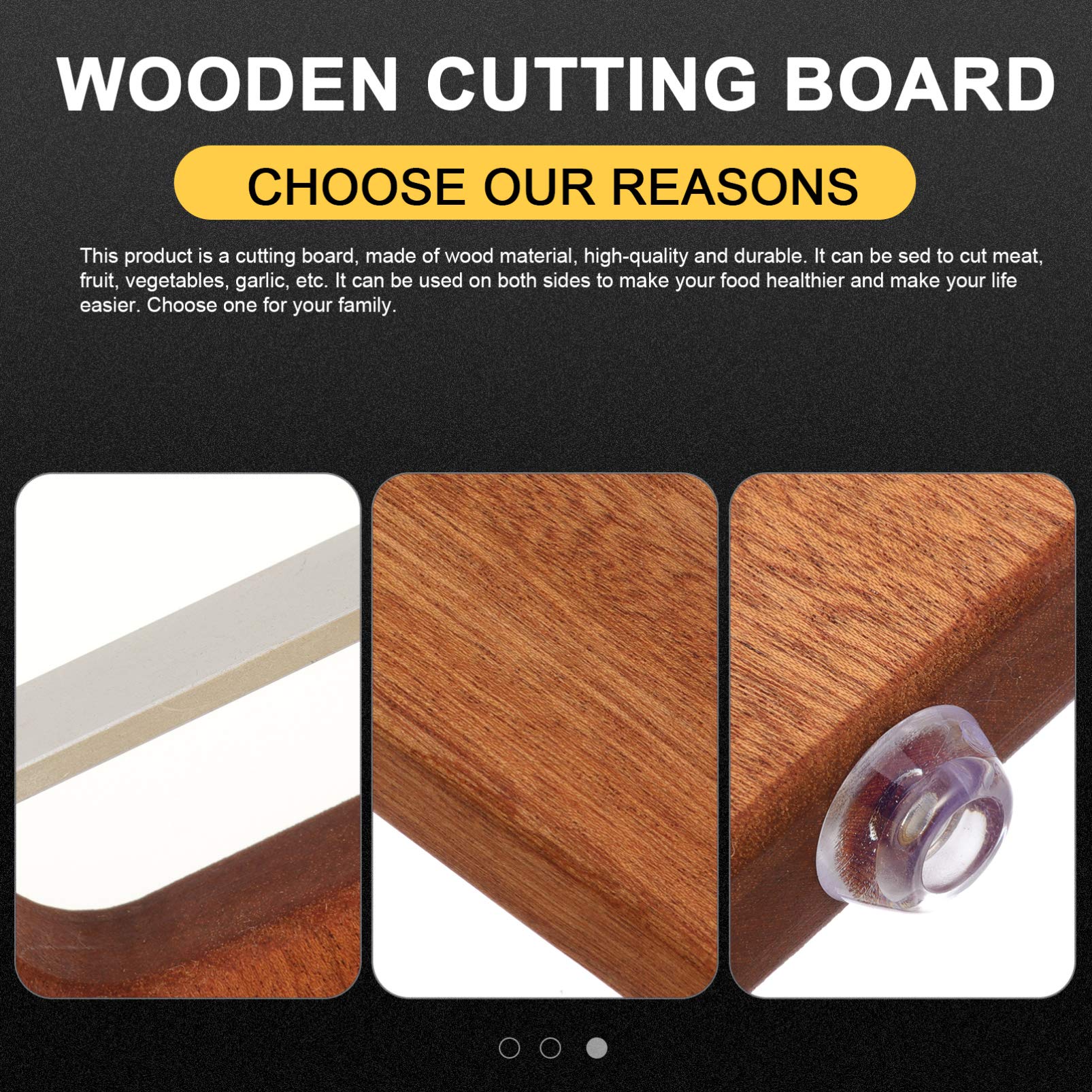 1pc Double-Sided Wooden Cutting Board - Reversible Chopping Board for Kitchen, Butcher Block, Bread & Vegetable Prep - Durable Kitchen Tool for Meat, Fruits & Meal Prep