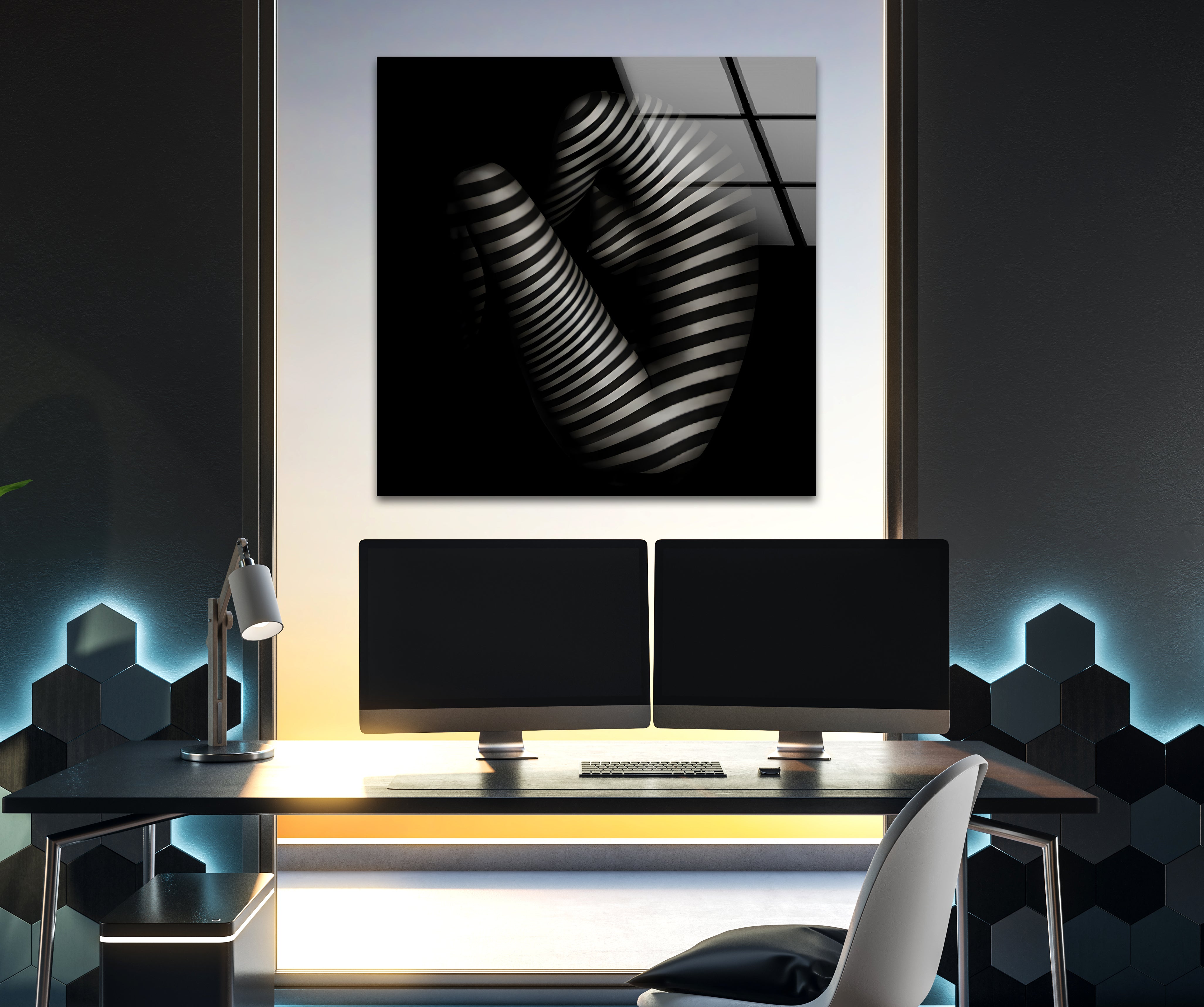 Black & White Erotic Art Glass Wall Decor - Modern Abstract Home Decor for Living Room, Bedroom & Office