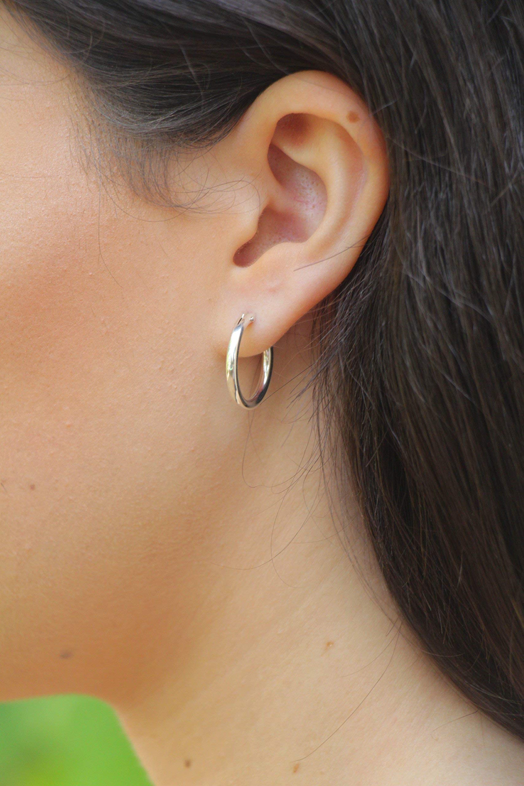 Sterling Silver Hoop Earrings for Women - Small, Medium, Large Circle Hoops - Minimalist Boho Dainty Round Jewelry - Perfect Gift for Her - Everyday Wear, Office, Date Night & Special Occasions