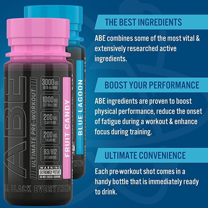 Applied Nutrition ABE Shot Energy Drink - 12x60ml Bottles for Workout, Gym & Focus | Pre-Workout Boost & Mental Clarity