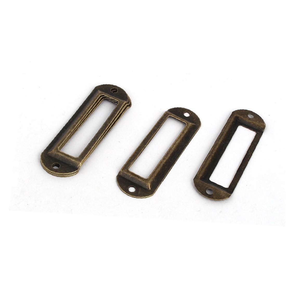X-DREE Bronze Metal Tag Holder Label Frame for Office & Pharmacy Drawers - 70mm x 21mm (5 Pack) - Perfect for Organizing Medical Supplies, Office Files, and Retail Product Labeling