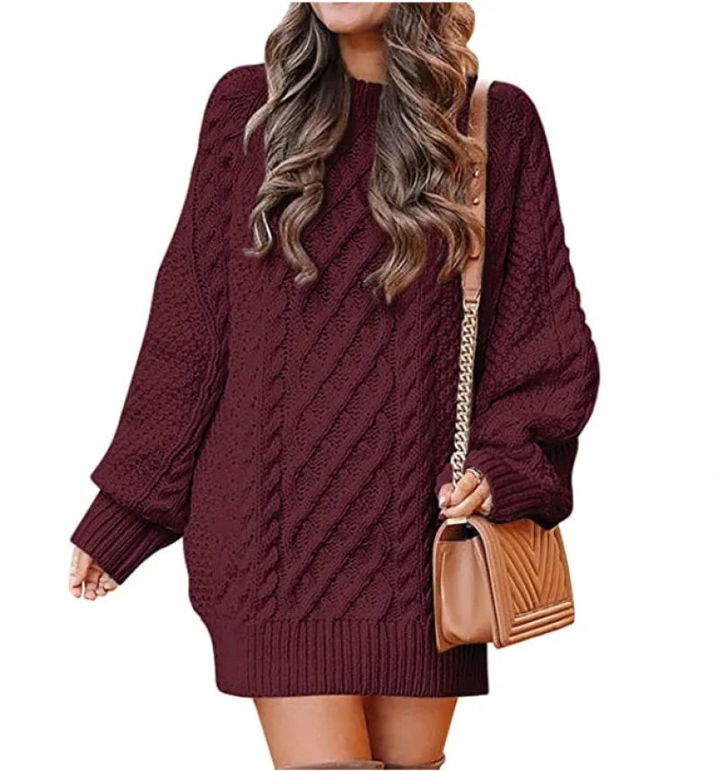 13 Colors Women's Chunky Cable Knit Oversized Pullover Sweater - Long Sleeve Crewneck Winter Warm Tops for Casual Outfits, Holiday Gatherings & Cozy Home Wear