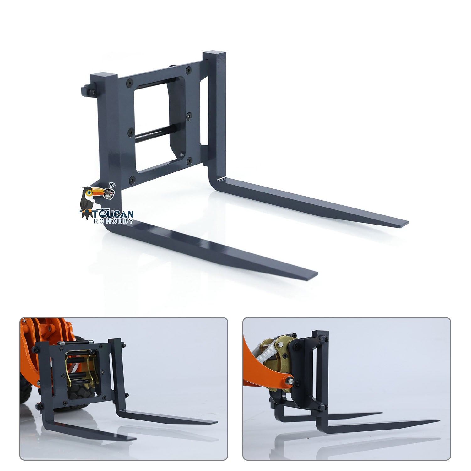 Quick Coupler Fork for John Deere JDM 198 & ZW370 RC Hydraulic Loader - Metal Manual Attachment for DIY Radio Controlled Construction Vehicles - Perfect for RC Model Building and Construction Simulation