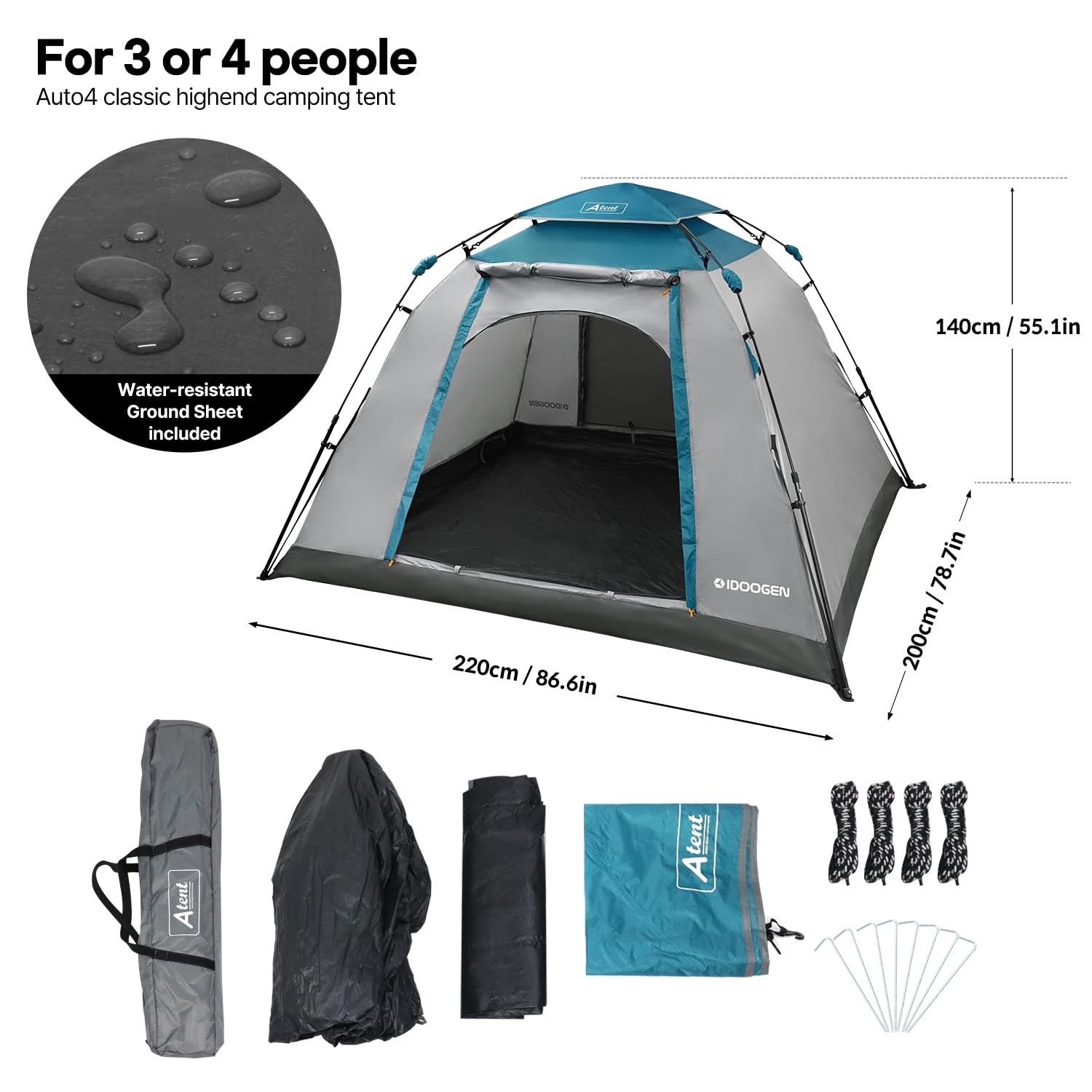 2-3 Person Instant Pop Up Tent for Camping - 60 Second Easy Setup Waterproof Dome Tent for Outdoor Adventures, Beach Trips & Travel | Perfect for Family Camping, Hiking & Backpacking