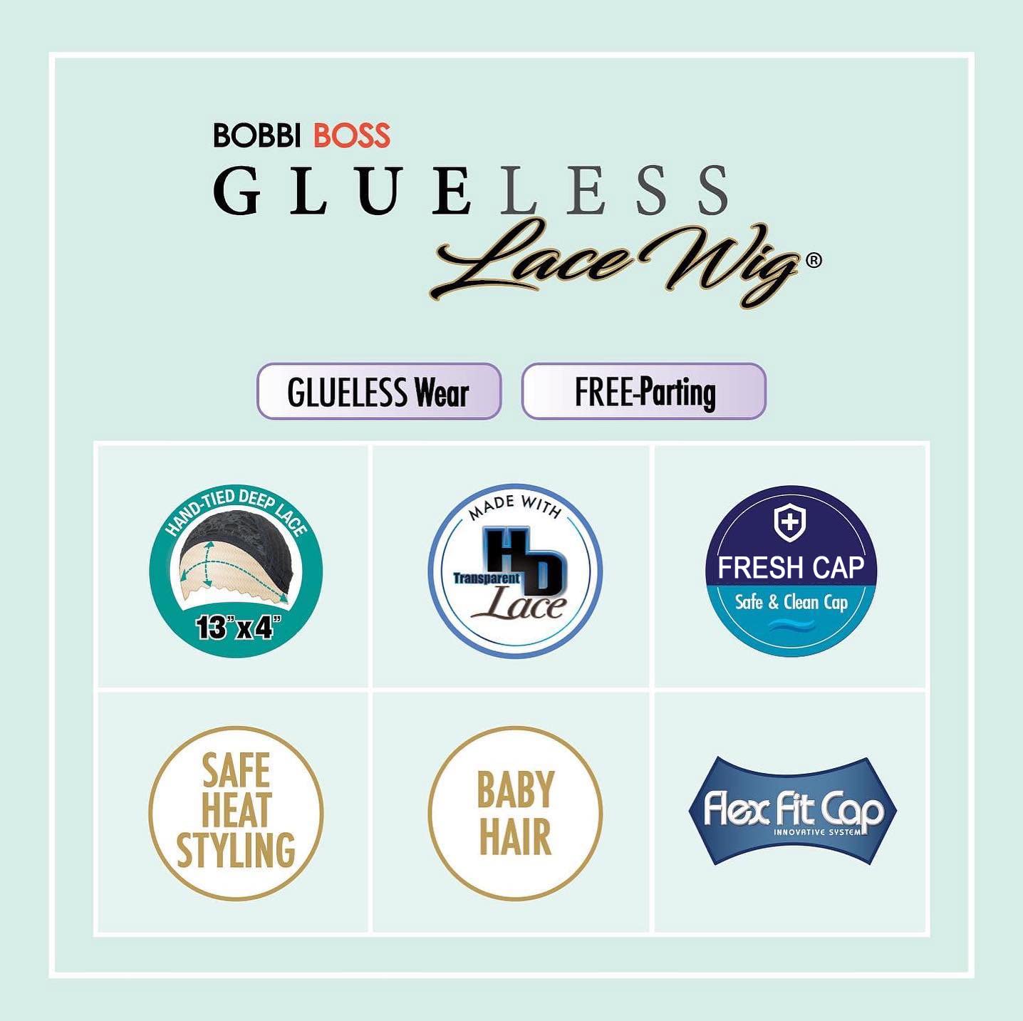 BOBBI BOSS 13x4 Deep HD Lace Synthetic Wig - MLF254 JAEL Long Curly Human Hair Wig with Natural Baby Hair, Heat Resistant Up to 350°F (TT4/FSTHNY) | Perfect for Daily Wear, Cosplay & Special Occasions