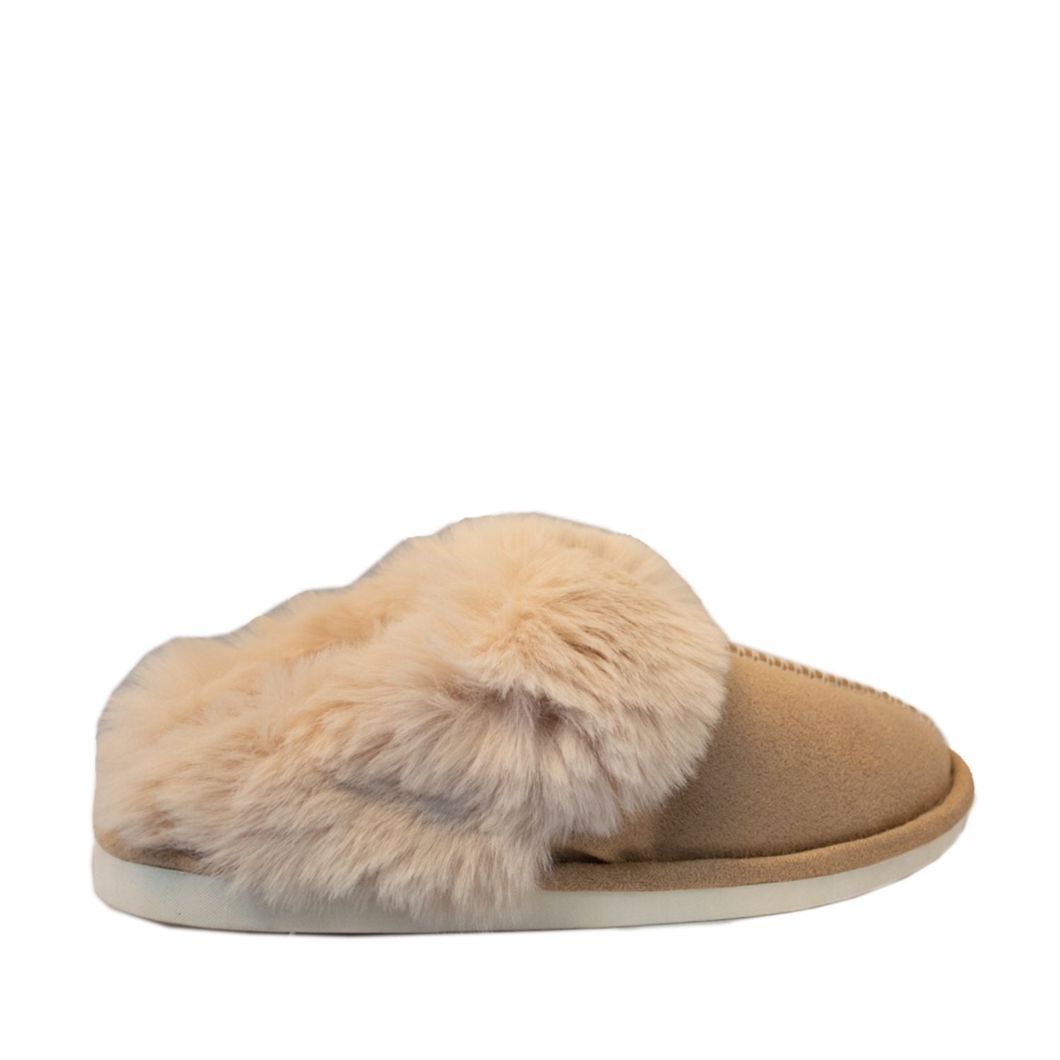 FLOOF Women's Warm Plush Furry Slippers - Cozy Khaki Indoor/Outdoor House Shoes for Winter Comfort & Relaxation at Home