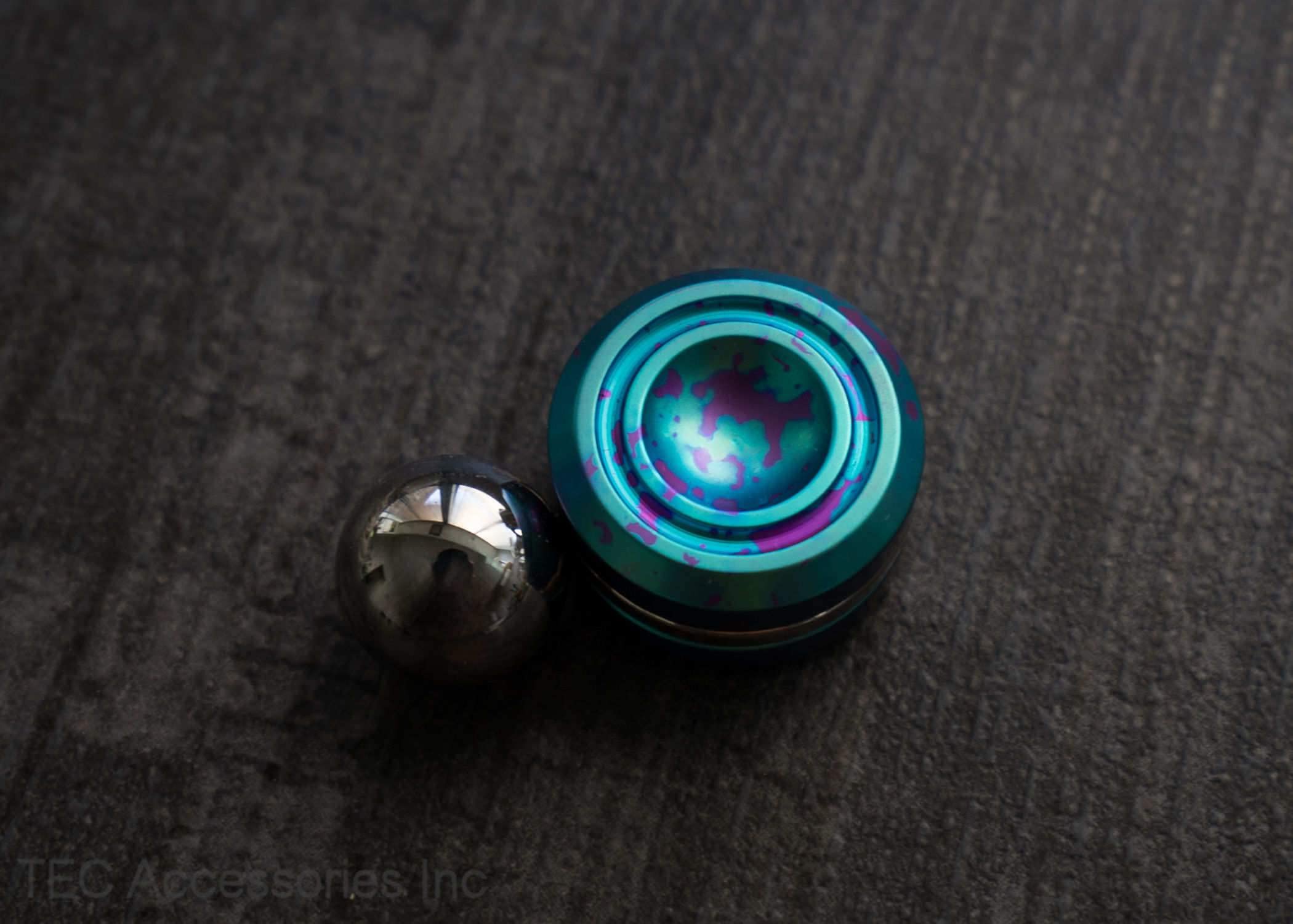 TEC Accessories Orbiter Fidget Spinner - Premium Anodized Titanium in Teal-Magenta Splash | Stress Relief & Focus Tool for Office, School, and Anxiety Management