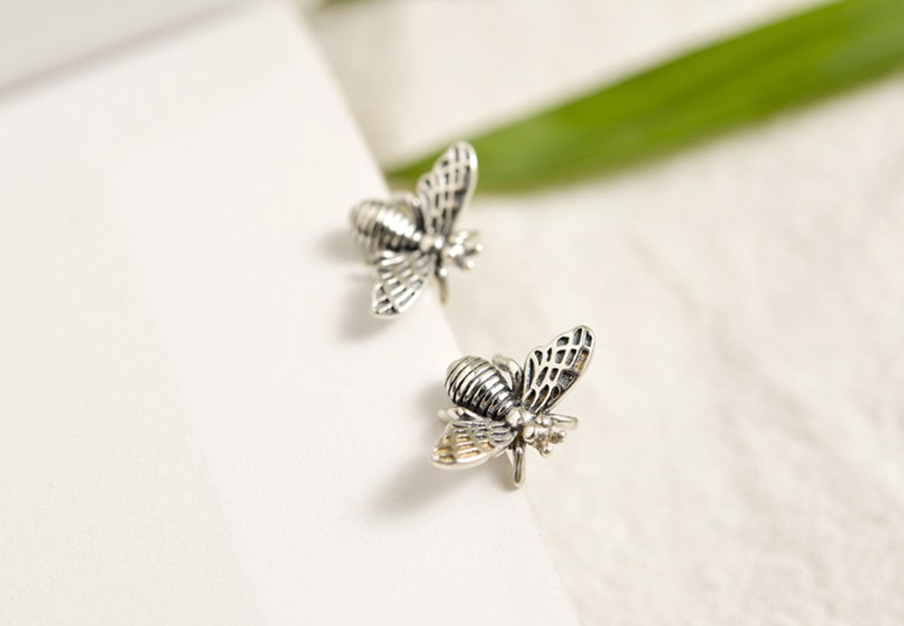 925 Sterling Silver Bee Earrings for Women - Cute Bumble Bee Stud Earrings for Teens & Girls | Perfect for Everyday Wear, Gifts & Boho Jewelry Collection