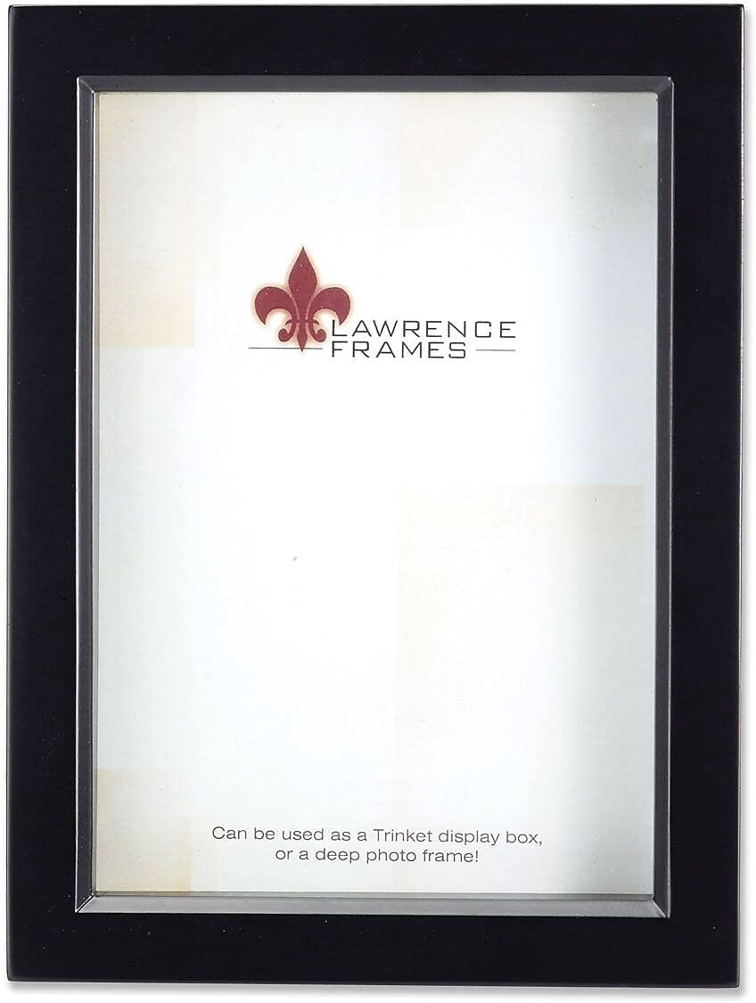 Lawrence Frames 795057 Black Wood Treasure Box Shadow Box - 5x7 Picture Frame for Displaying Photos, Memorabilia & Keepsakes - Perfect for Home Decor, Wedding Gifts & Memory Preservation