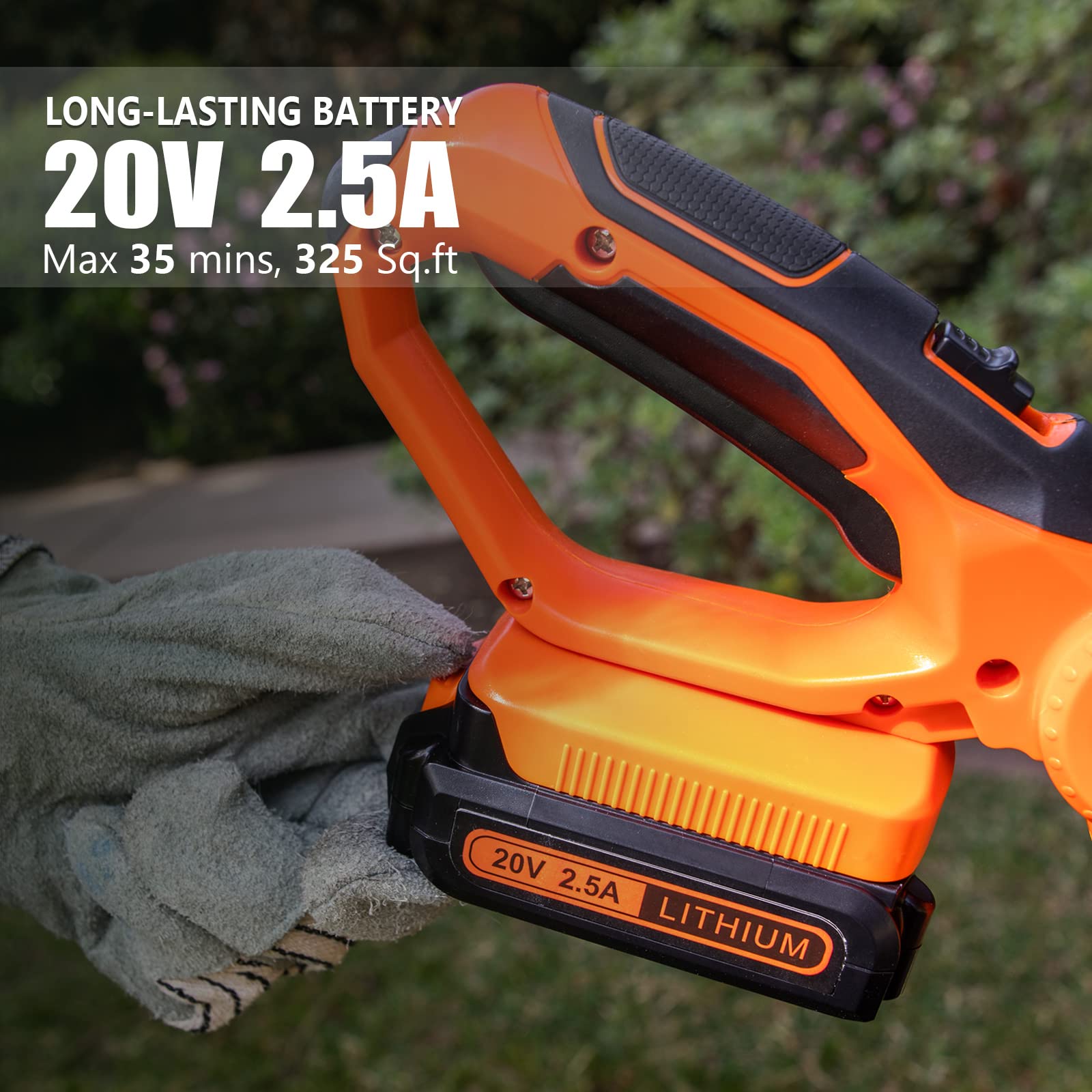 Ukoke 20V Cordless Tiller Cultivator with 2.5Ah Battery - 280 RPM, 24 Steel Blades, 5