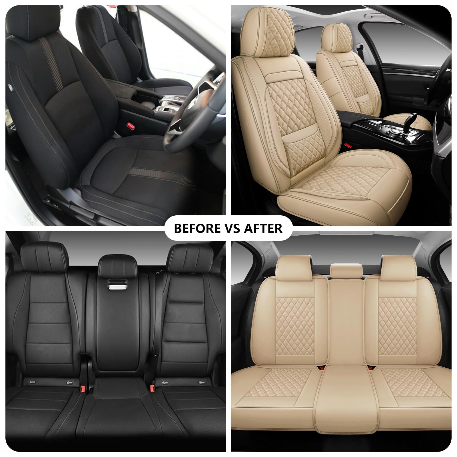 BABYBLU 2-Piece Universal Leather Car Seat Covers - Breathable Waterproof Front Seat Protectors for Cars, SUVs & Trucks | Perfect for Daily Commute, Road Trips & Family Travel