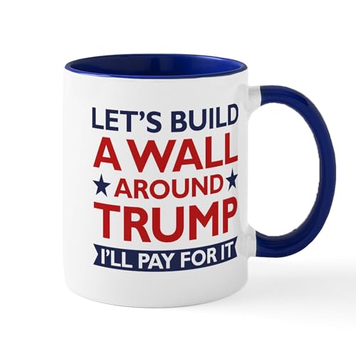 White/Navy Inside - A Wall Around Trump Mug