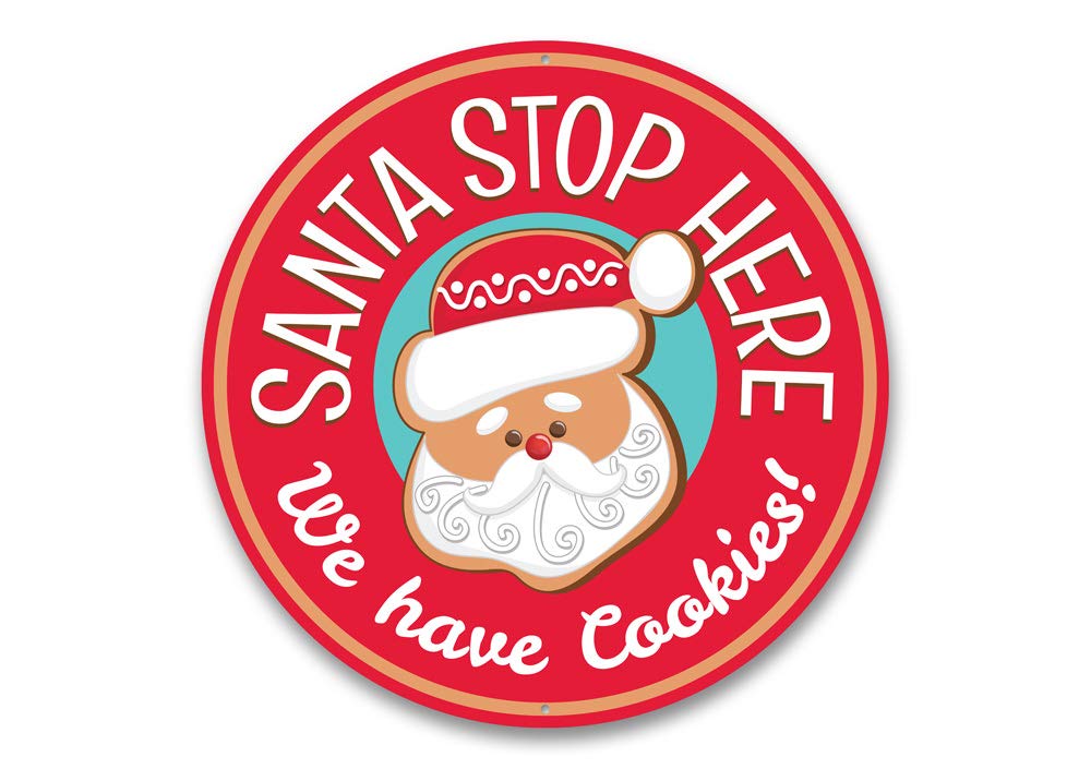 Santa Stop Here Christmas Cookies Sign - 24