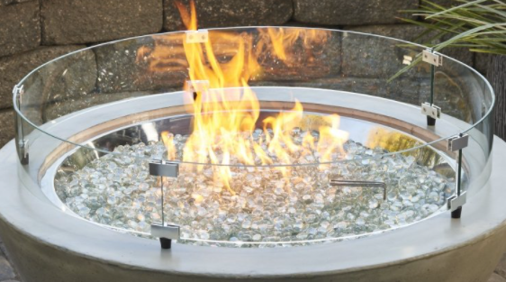 The Outdoor Greatroom Company Tempered Glass Wind Guard - Heavy Duty Fire Pit Wind Shield for Patio, Deck & Backyard - Perfect for Camping, BBQ & Outdoor Gatherings