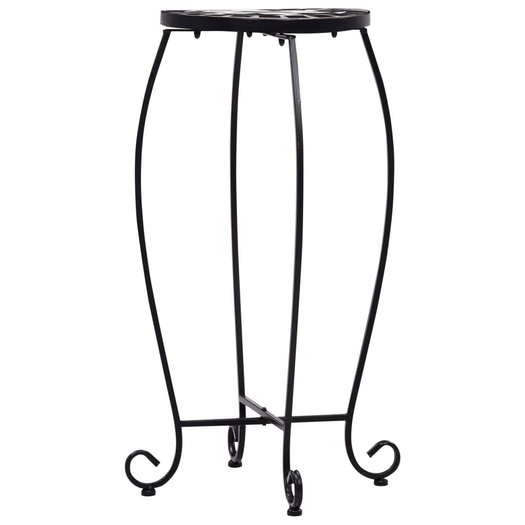 Black and White Mosaic Ceramic Side Table Set of 3 - Outdoor Patio Garden Balcony Furniture with Decorative Mosaic Tile Top - Perfect for Coffee Table, Accent Table, or Office Decor