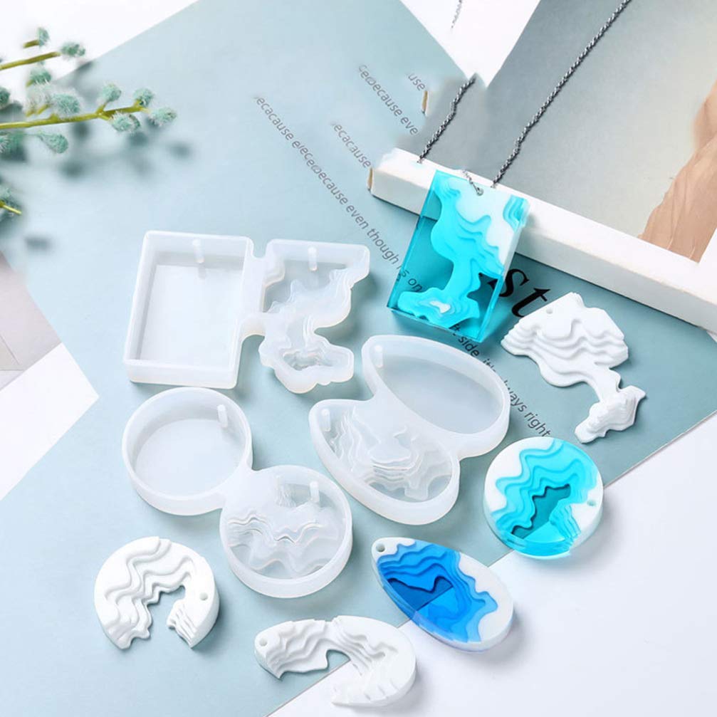 EXCEART 3-Piece Island Pendant Silicone Mold Set for Resin Jewelry Making - DIY Ocean Wave, Beach Theme Charms & Pendants - Perfect for Necklaces, Keychains & Craft Projects
