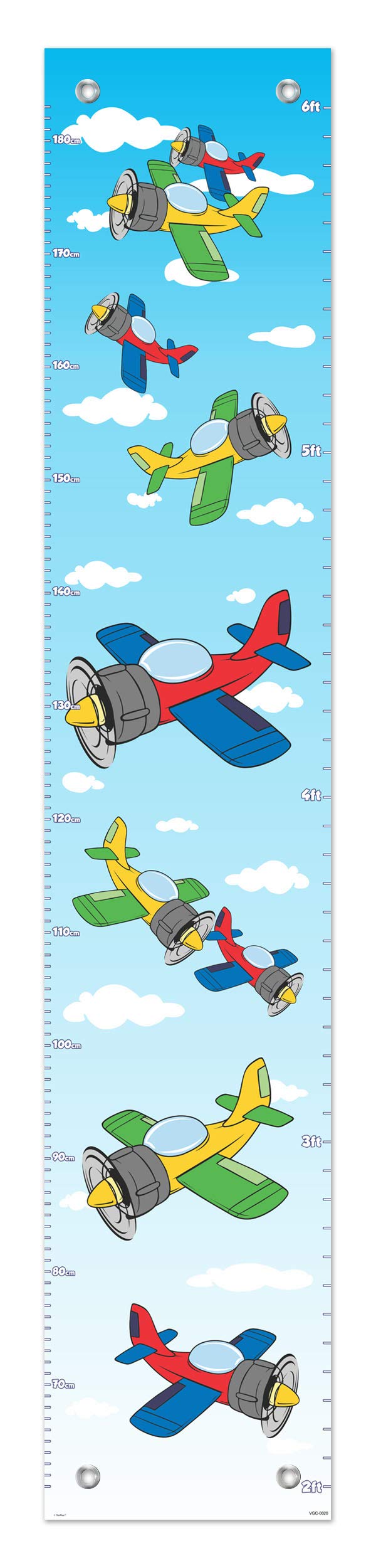 Airplane Growth Chart for Kids - Colorful Wall Decor with Propeller Plane Design - Perfect for Nursery, Bedroom & Playroom Decoration