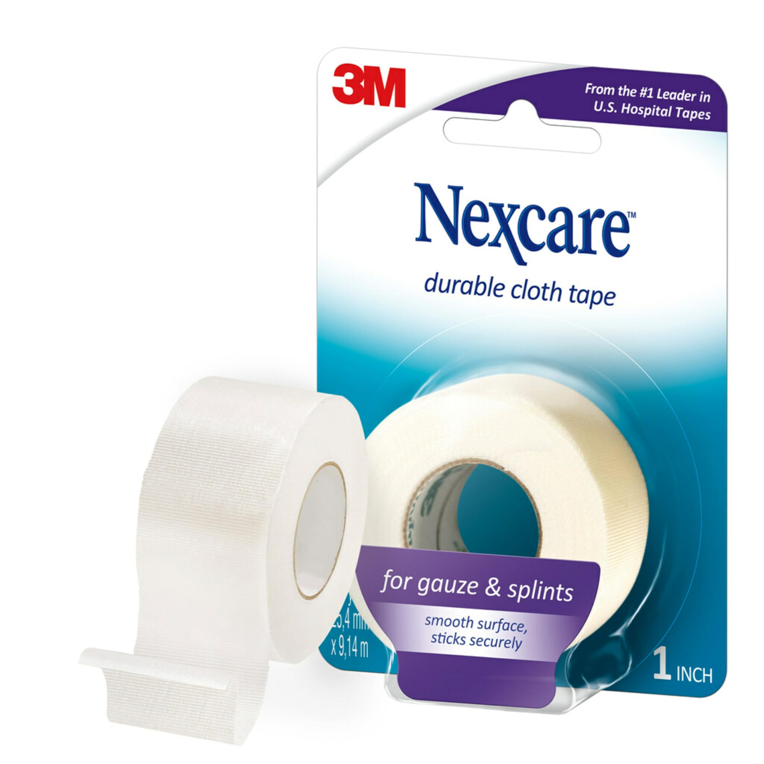 Nexcare Durable Cloth Tape 1 Inch x 10 Yards - Waterproof First Aid Tape for Wound Care, Sports Injuries & Bandage Securing