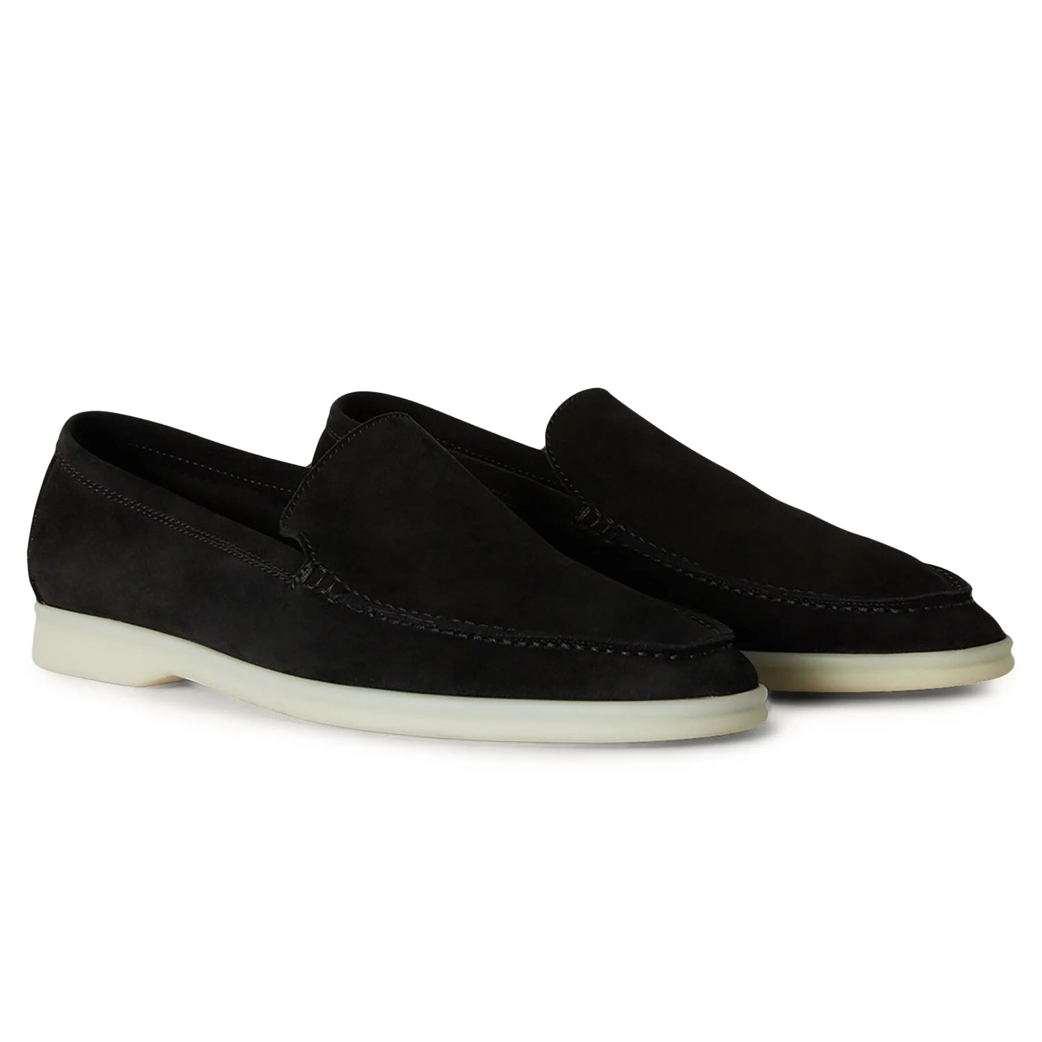 Loro Piana Summer Walk Suede Black Loafers for Men - Comfortable Casual Shoes for Business, Office & Travel