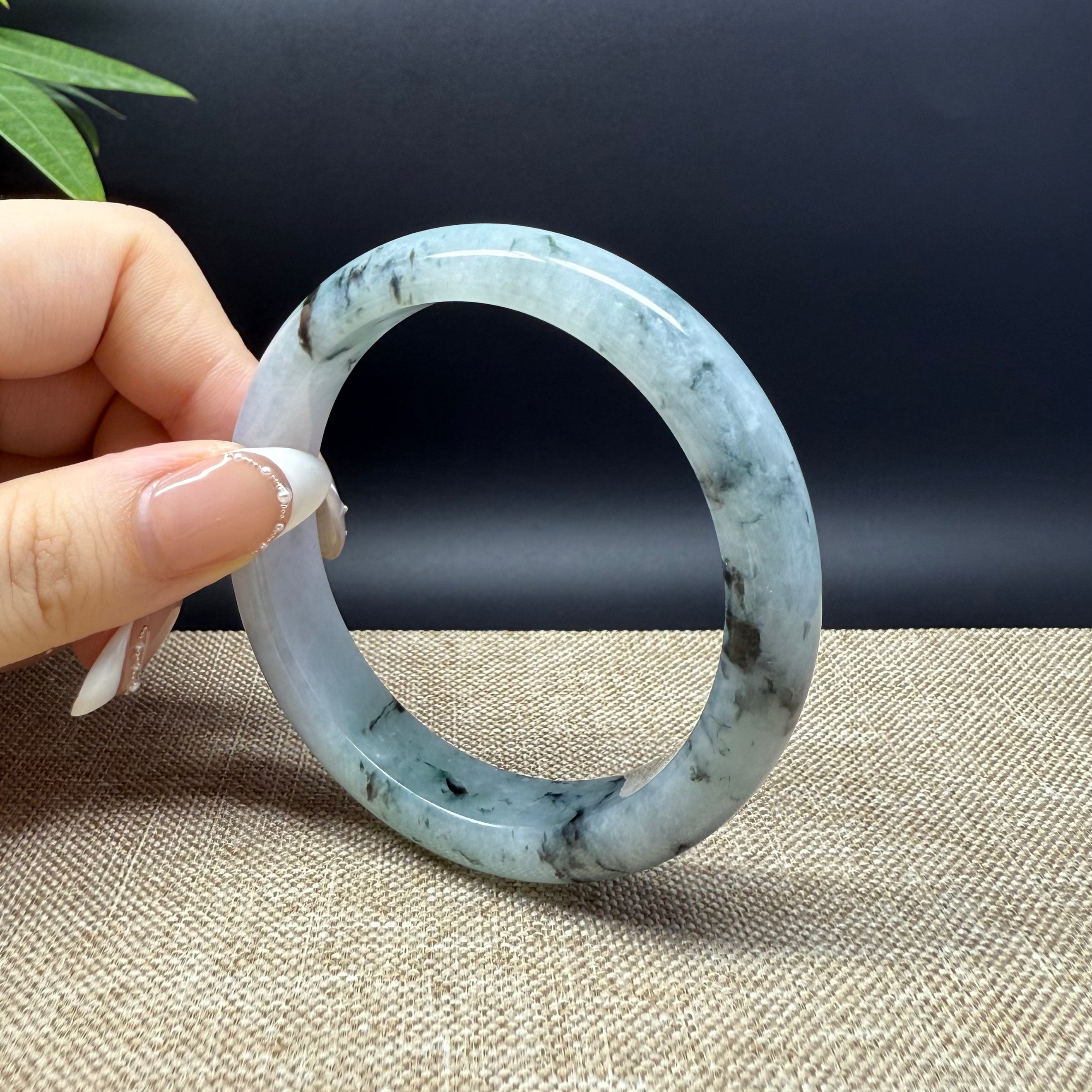 Authentic Burmese Green Jadeite Bangle Bracelet - 57.6mm Handmade Natural Jade Jewelry for Women, Luxury Gift for Special Occasions & Meditation Accessory