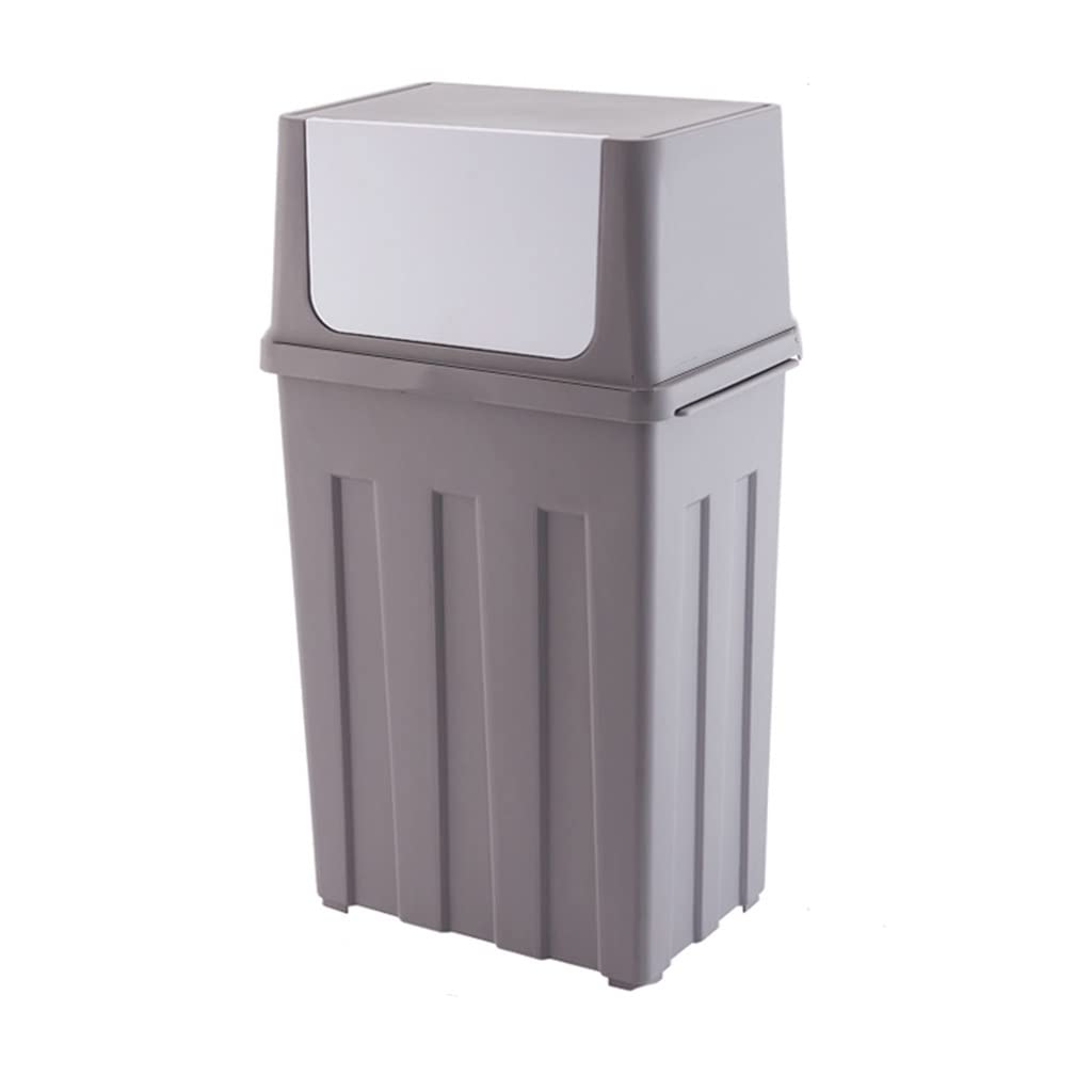 7.92 Gallon Rectangular Plastic Trash Can - Large Capacity Kitchen Garbage Bin for Home, Hotel & Commercial Use | Durable Gray Rubbish Bin for Backyard, Kitchen & Office Waste Disposal
