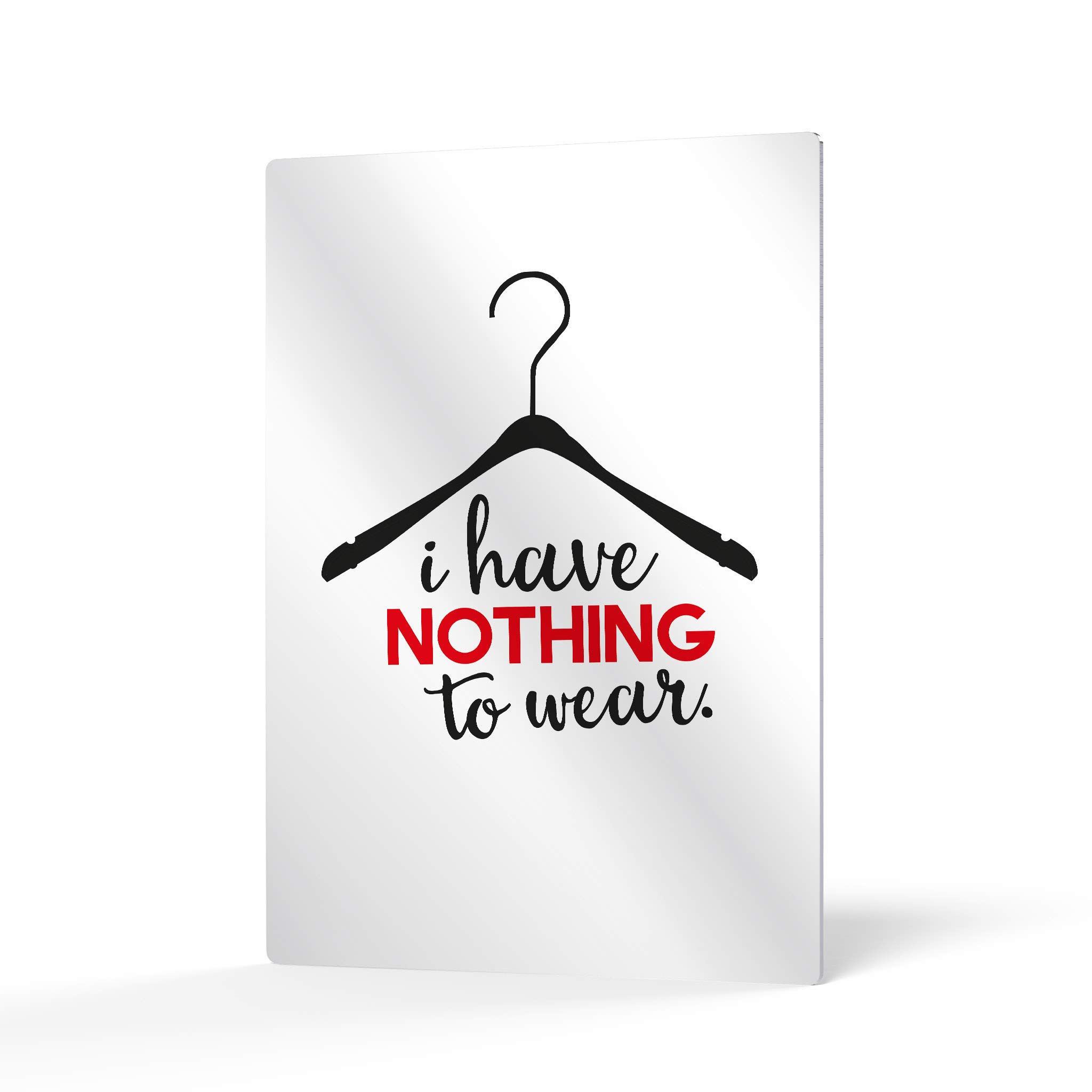HB Art Design 'I Have Nothing to Wear' Motivational Quote Dress Hanger Silhouette Fashion Metal Wall Art - Glam Home Decor for Office, Dorm, Bathroom, Living Room & Bedroom - Ready to Hang 24x16 Inches - Perfect for Fashion Lovers & Inspirational Room Decor