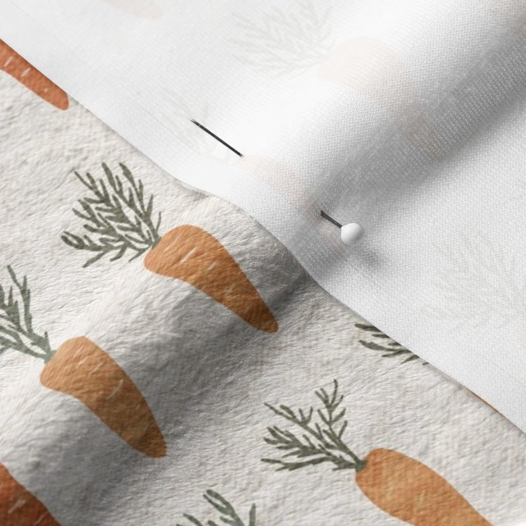 Spring Carrots Green Orange Kitchen Easter Vegetables Textured Root Printed Minky Fabric Fat Quarter - Soft Plush Fabric for Sewing Baby Blankets, Quilt Backing, DIY Crafts & Home Decor - Perfect for Easter Decorations, Nursery Projects & Cozy Throw Blankets
