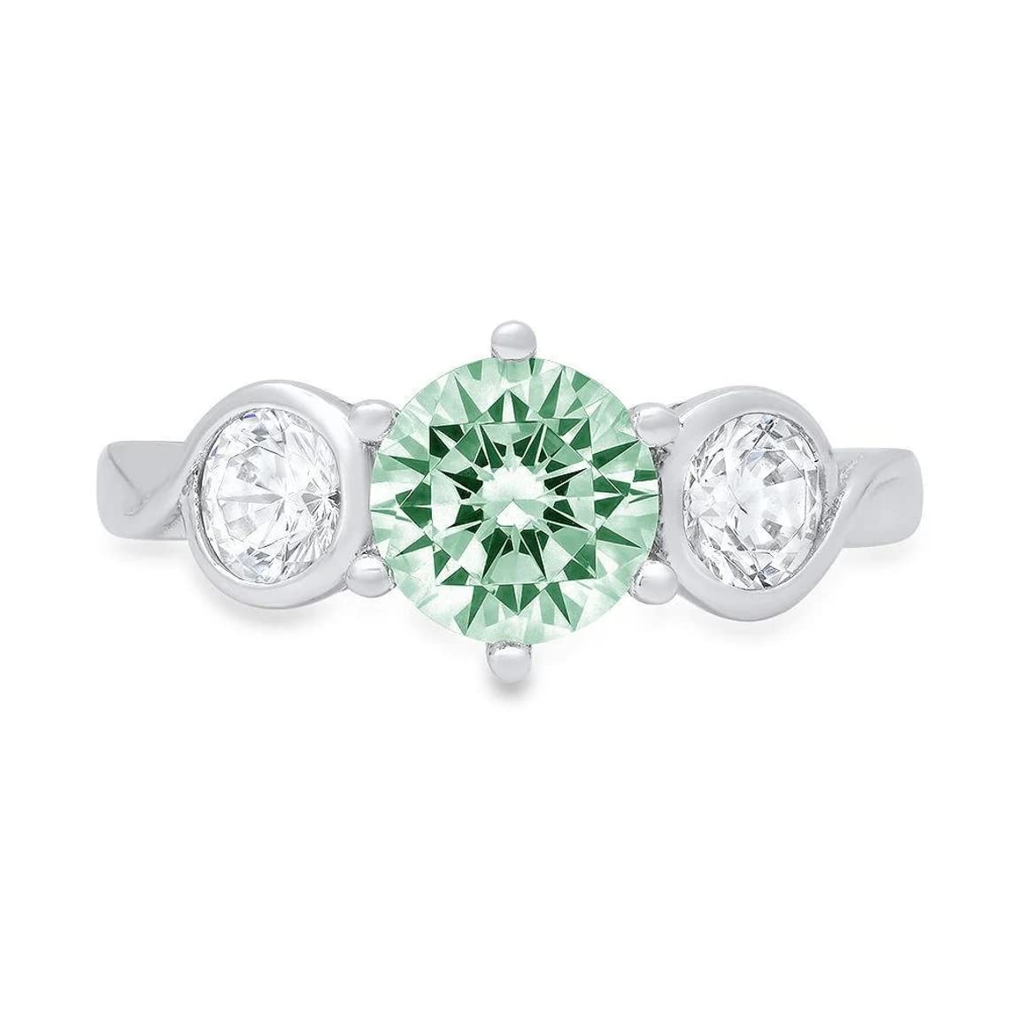 2 CT Round Green Moissanite Engagement Ring for Women - Vintage Antique Wedding Bridal Ring, Solitaire Halo Diamond Anniversary Ring in Gold/Silver - Perfect Gift for Fiancée, Proposal & Special Occasions