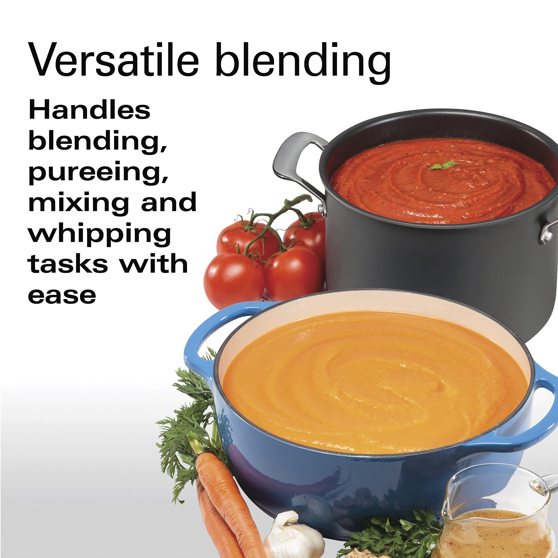 Hamilton Beach Professional 300W Variable Speed Immersion Hand Blender with Whisk Attachment - Stainless Steel Shaft, LED Display - Perfect for Smoothies, Soups & Baking (Model 59750)