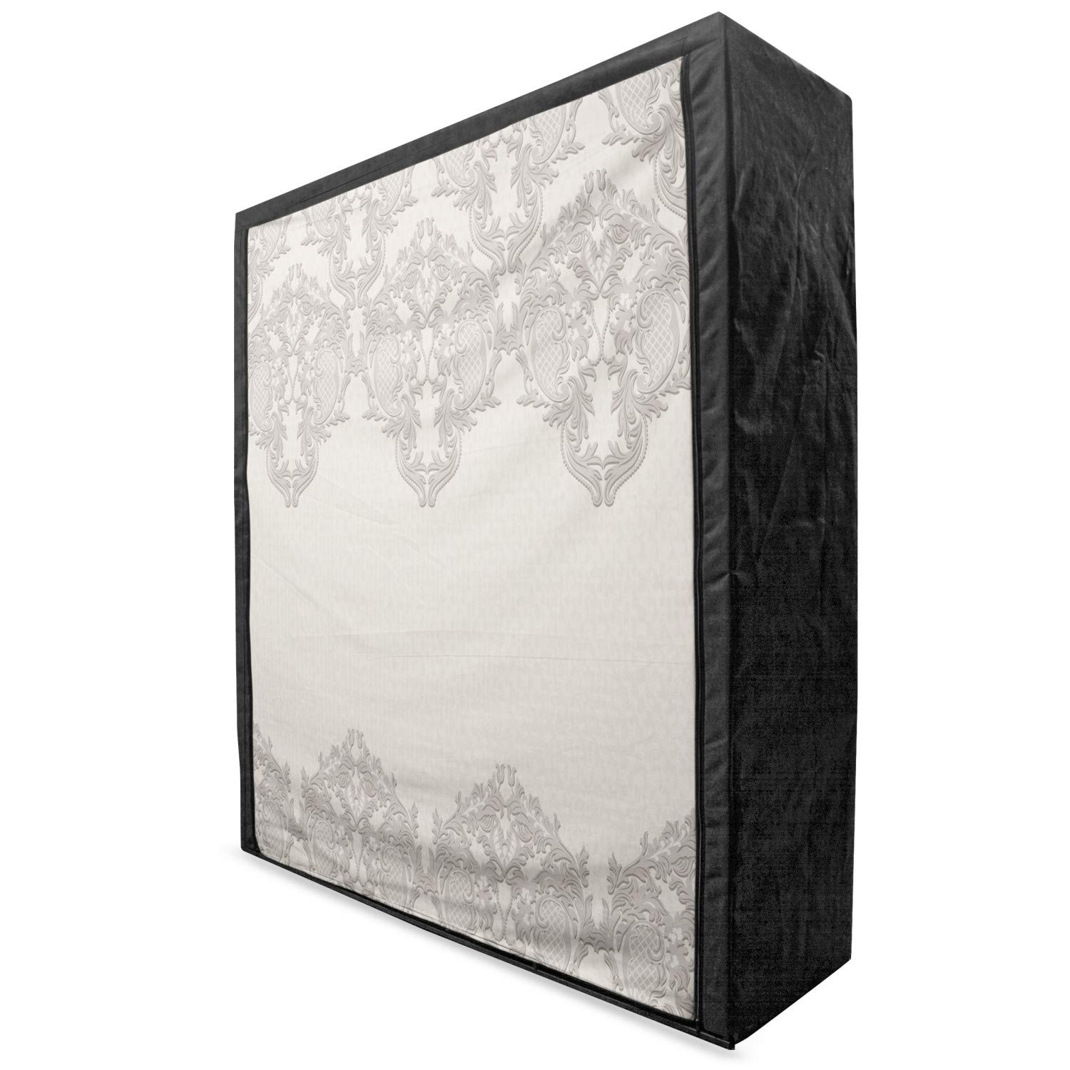 Ambesonne Taupe Portable Fabric Wardrobe with Lace-Like Framework & Intricate Retro Print - 59