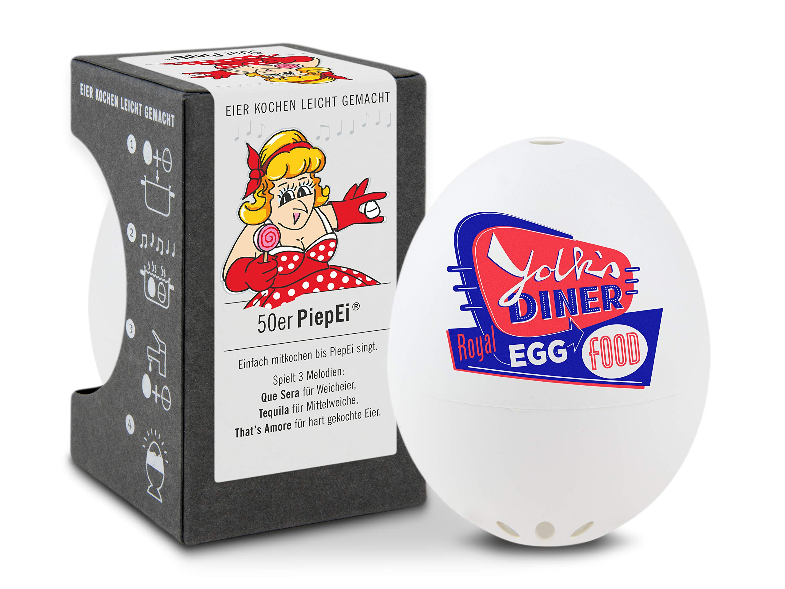 BeepEgg Singing Floating Egg Timer - Perfect Soft, Medium, Hard Boiled Eggs with Fun 50's Tunes | Kitchen Gadget for Breakfast, Baking & Cooking