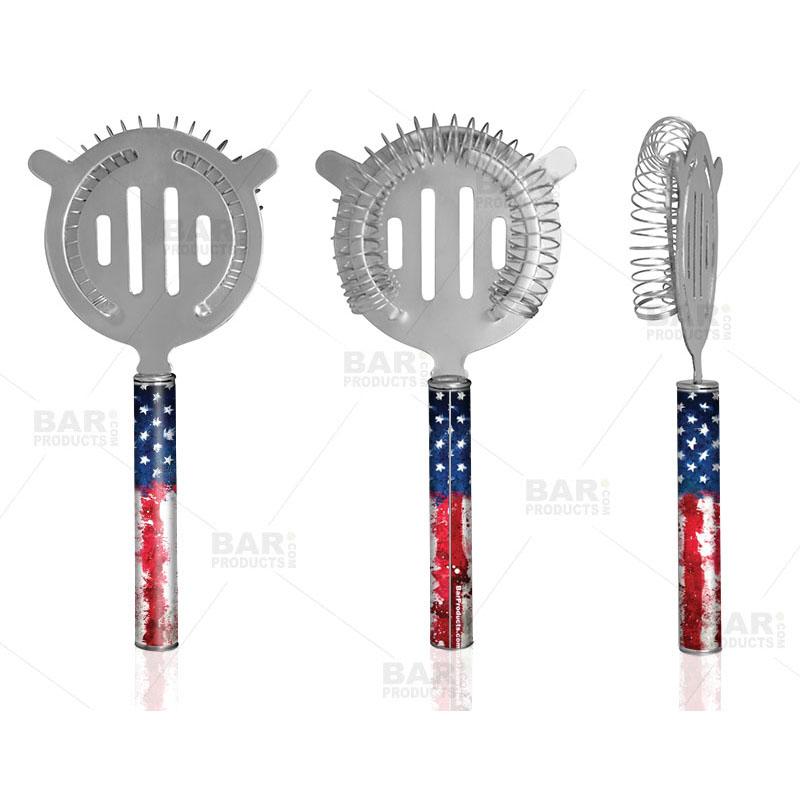 Premium Cocktail Strainer with Pipe Handle - American Flag Design for Bartending & Mixology | Perfect for Home Bars, Cocktail Parties & Professional Use