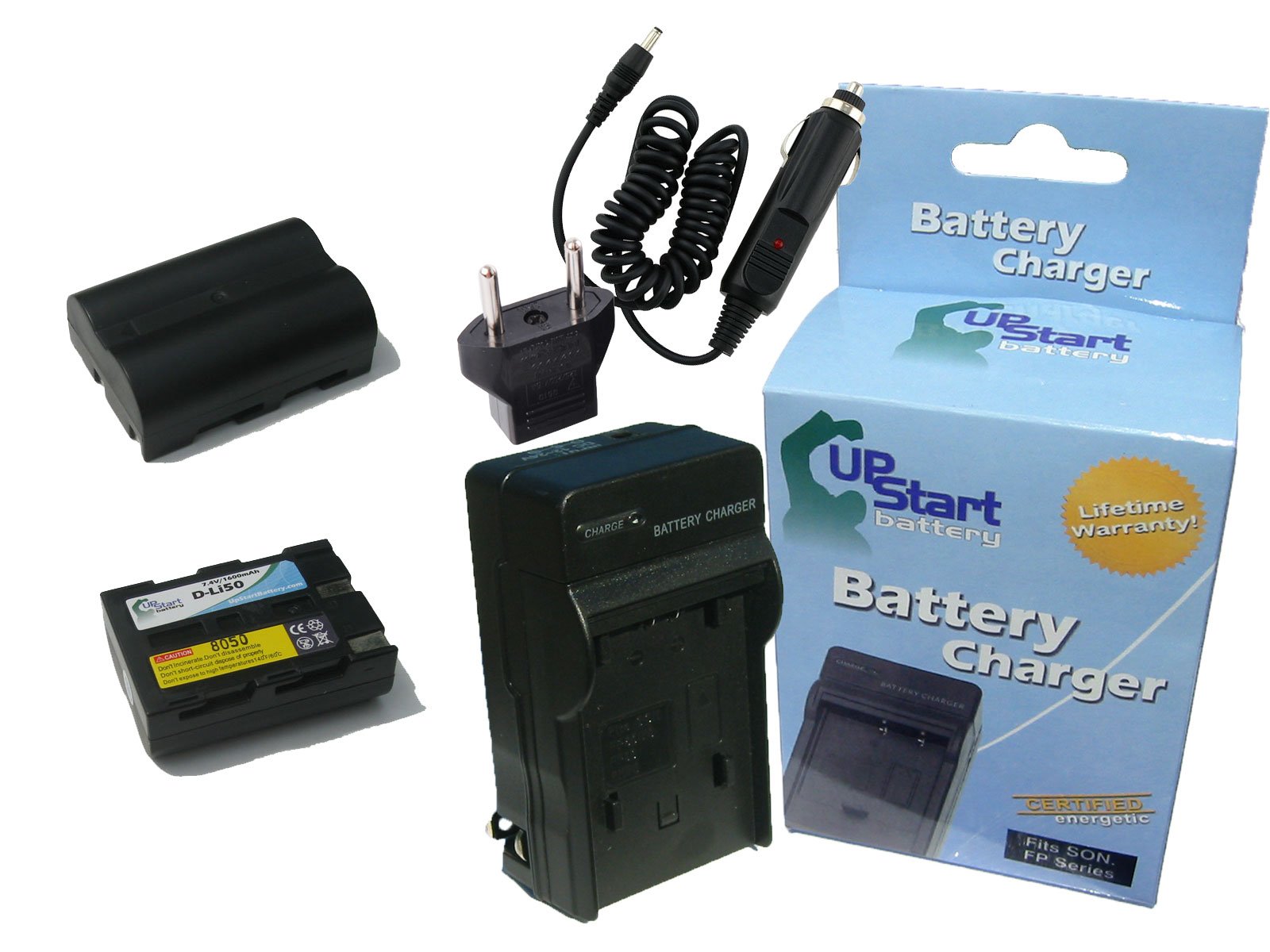 2 Pack Replacement Battery & Charger for Konica Minolta NP-400 Digital Camera - 1600mAh 7.4V Li-ion Battery with Car & EU Adapters - Perfect for Travel, Photography & Backup Power
