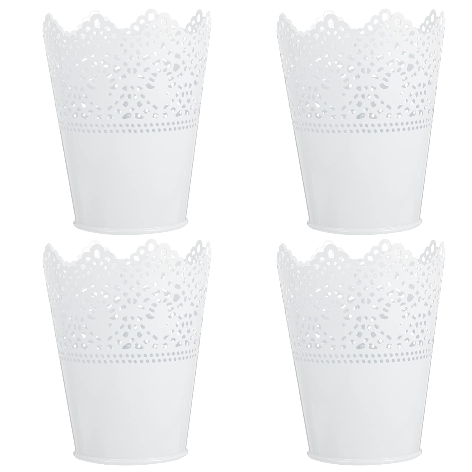 EXCEART 4-Piece Metal Flower Vase Set - Rustic Iron Hollow Planter with Lace Design, Multi-Functional Desktop Organizer for Pencils, Jewelry & Small Trash - Perfect for Home Office, Wedding Decor & Farmhouse Style Decorations