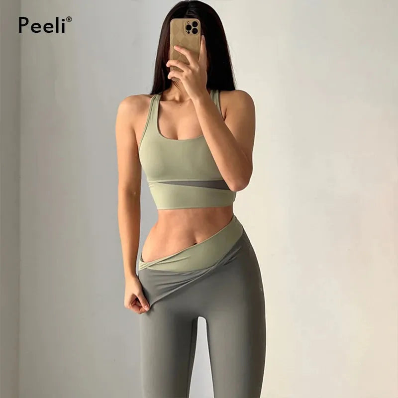 Women's Yoga Set - Sexy Sports Bra & High Waist Leggings 2-Piece Workout Outfit | Gym Clothes for Yoga, Pilates & Fitness Training | Breathable Athletic Sportswear for Women