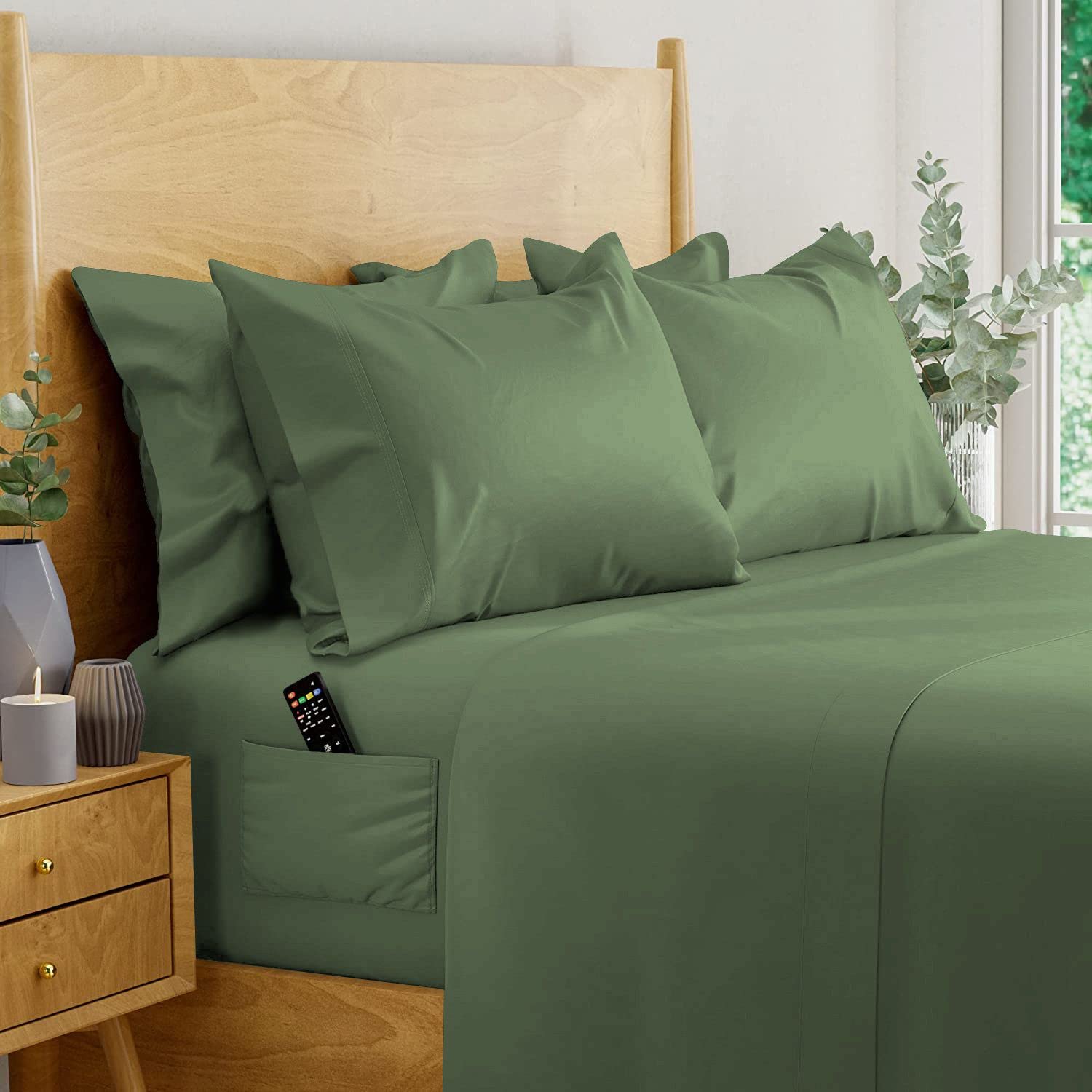 Luxury 800 Thread Count 4-Piece Egyptian Cotton Sheet Set - Super Soft Deep Pocket Fitted Sheet (8