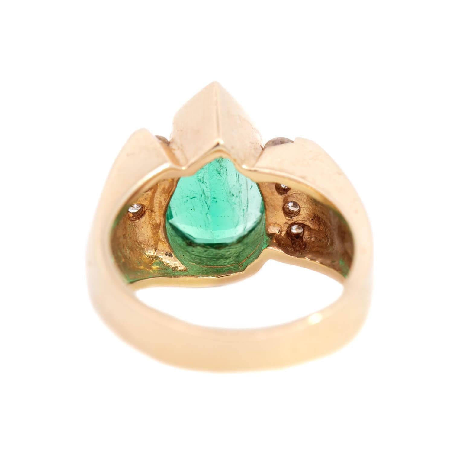 Vintage 14K Gold GIA Certified Emerald and Diamond Ring - 4 Carat Total Weight | Elegant Jewelry for Weddings, Anniversaries & Special Occasions