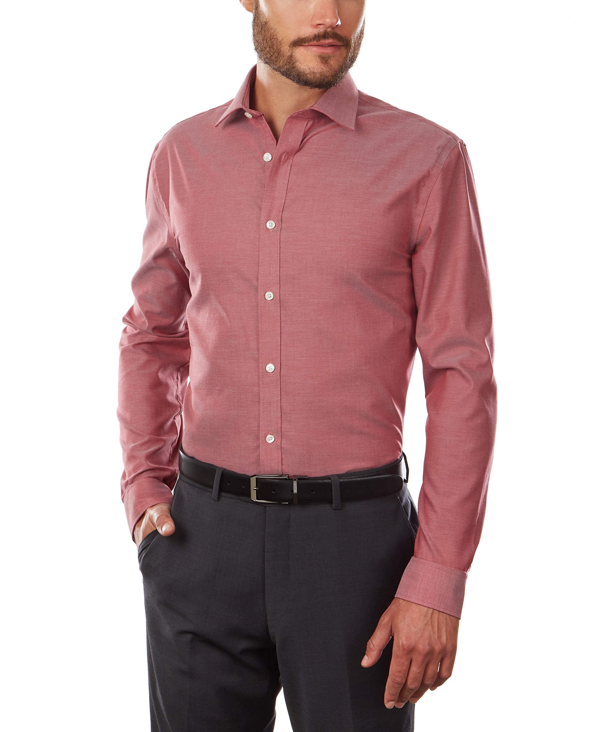 Tommy Hilfiger Men's Slim Fit Non-Iron Solid Dress Shirt for Business, Office & Formal Occasions | Premium Cotton Shirt for Work & Professional Events