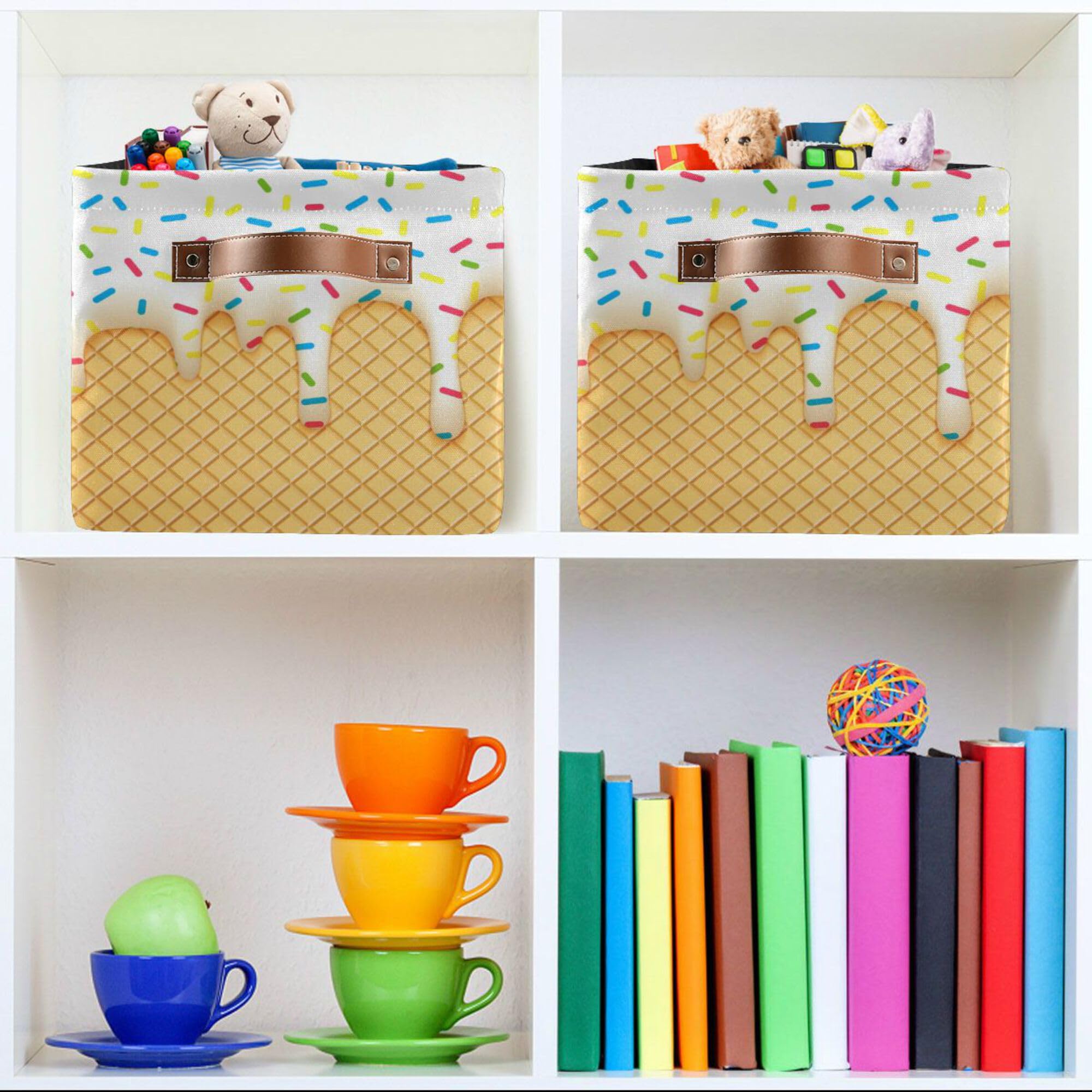 Xigua Rectangular Canvas Storage Bin with Handles - Versatile Home & Office Organizer for Books, Toys, Laundry & Nursery | Perfect Gift Basket for Closet Organization & Kids Room Storage