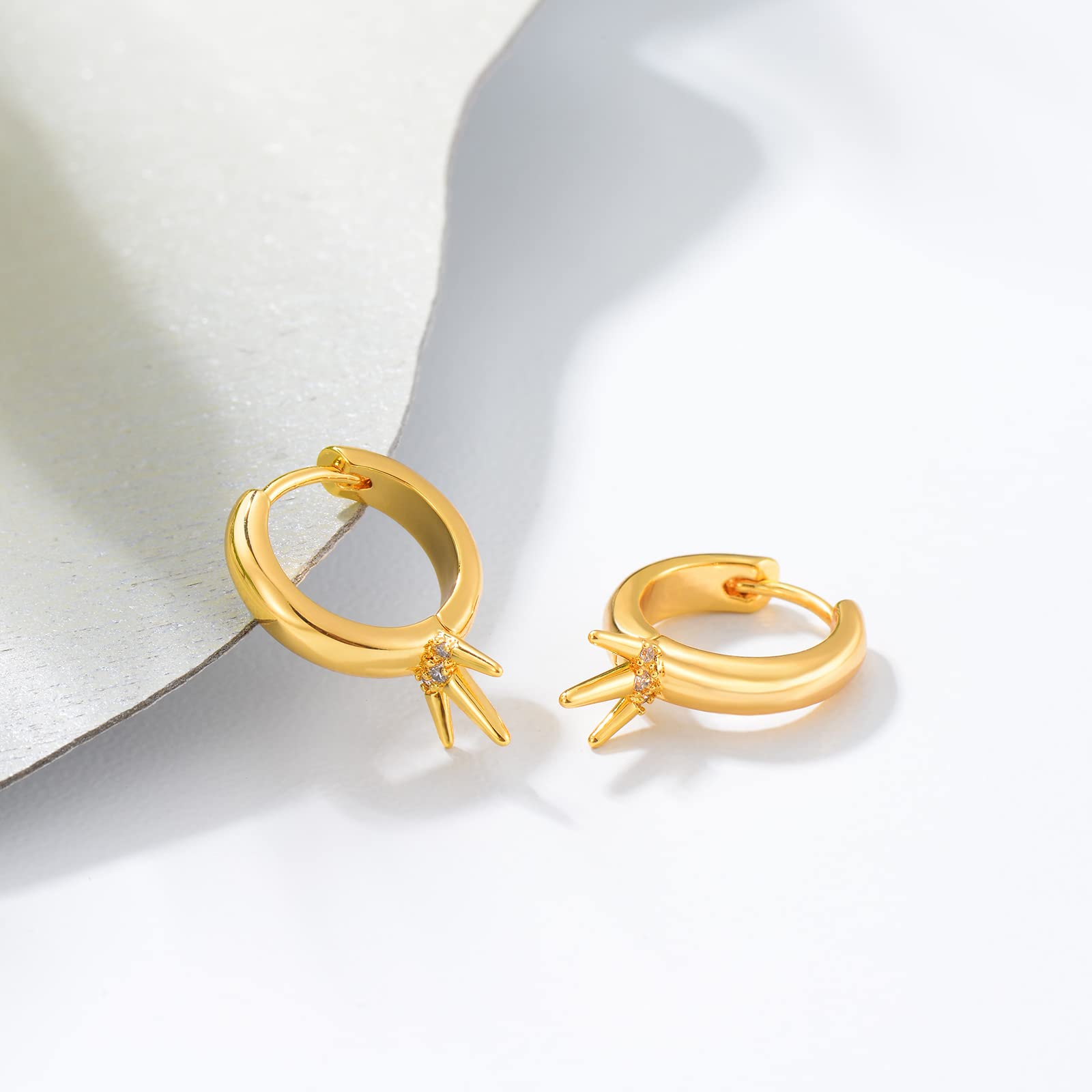 14K Gold Plated Chunky Hoop Earrings for Women - Hypoallergenic Huggie Hoops, Polished Gold Jewelry Gift for Everyday Wear & Special Occasions
