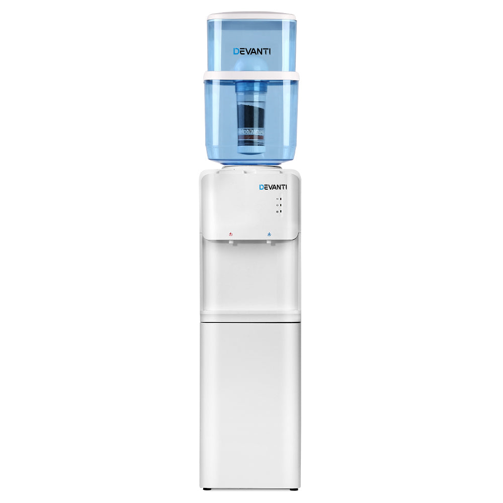 Devanti 22L White Water Cooler Dispenser Stand with Bottle Holder - Perfect for Home, Office, or Gym Hydration Station