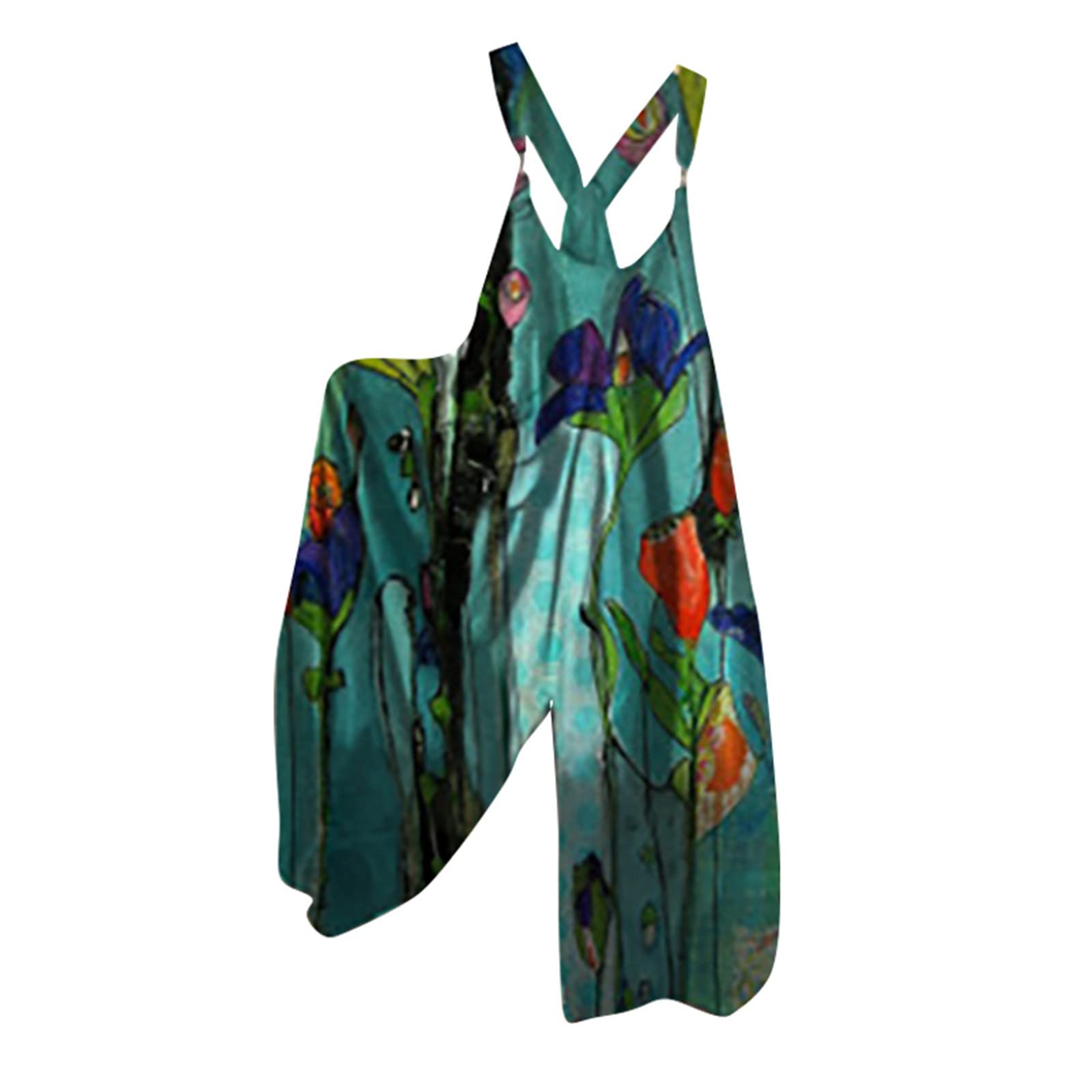 2022 Winter Skull Printed Women's Overalls - Warm Cotton Baggy Wide Leg Pants, Loose Fit Romper Jumpsuit Bib Overalls for Casual Wear & Street Fashion