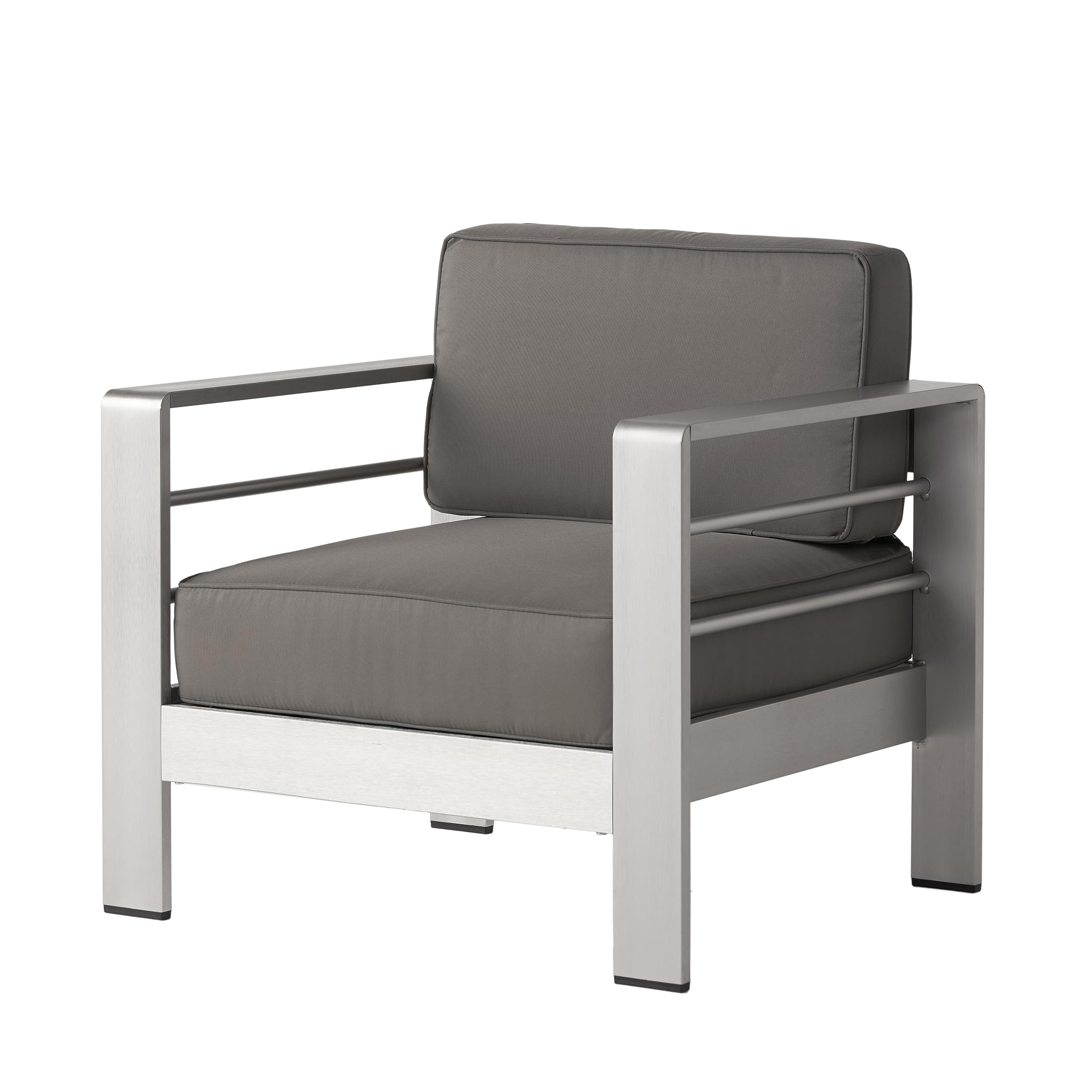 Christopher Knight Home Nicole Outdoor 7-Piece Patio Sofa Set with Coffee Table in Silver & Khaki - Perfect for Backyard, Garden, and Poolside Relaxation