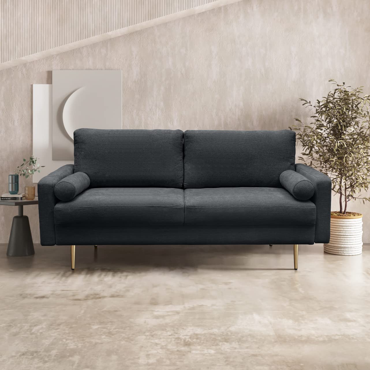 Meeyar 70'' Wide 3-Seater Sofa - Comfy Couch for Living Room, Bedroom & Office - Dark Grey | Perfect for Relaxing, Entertaining & Small Spaces