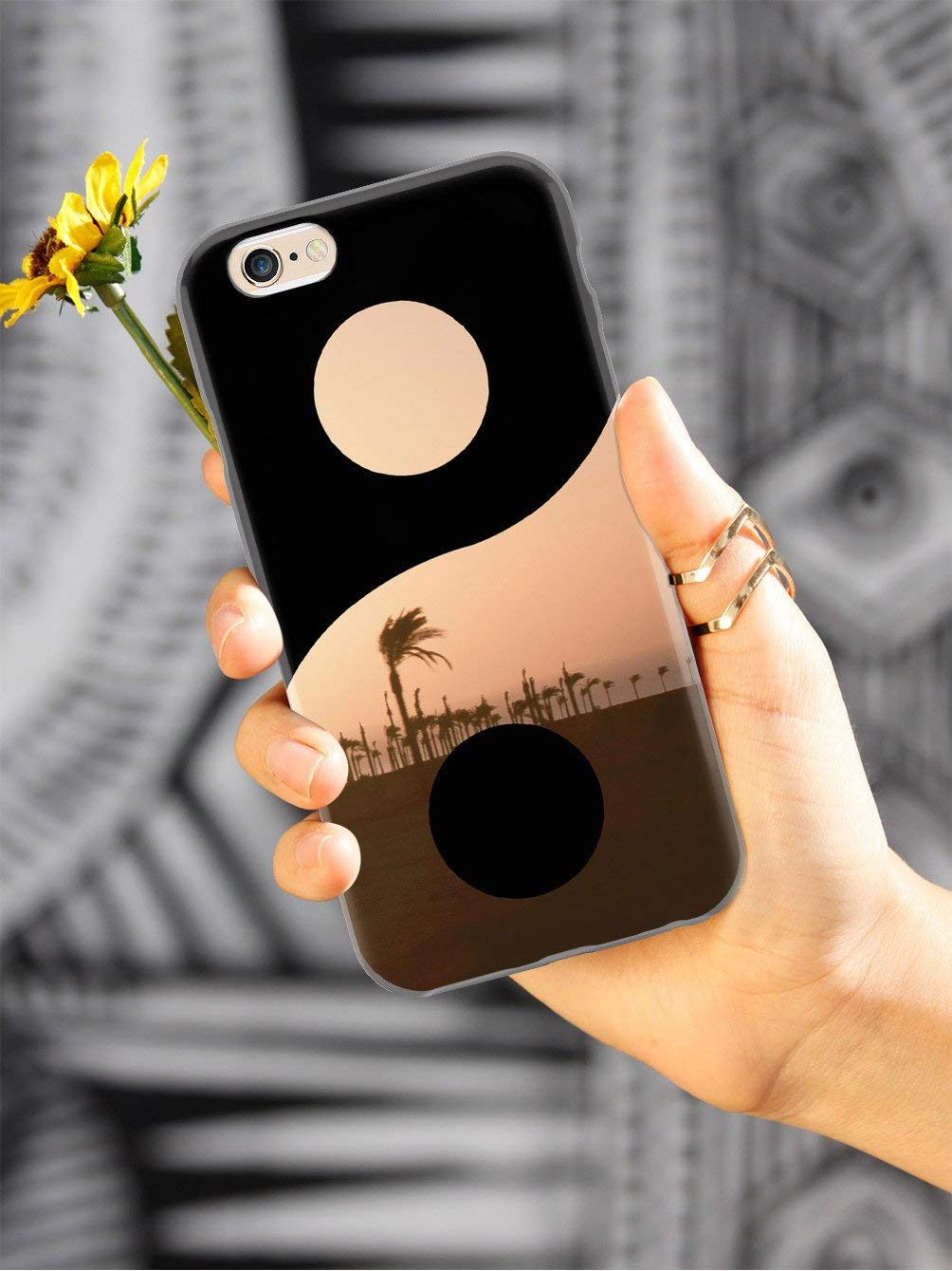Inspired Cases - Compatible with iPhone 11 Case - 3D Textured Protective Phone Cover for Apple iPhone 11 - Yin Yang Symbol Sunset Design - Shockproof & Anti-Scratch - Perfect for Daily Use, Travel, and Outdoor Activities