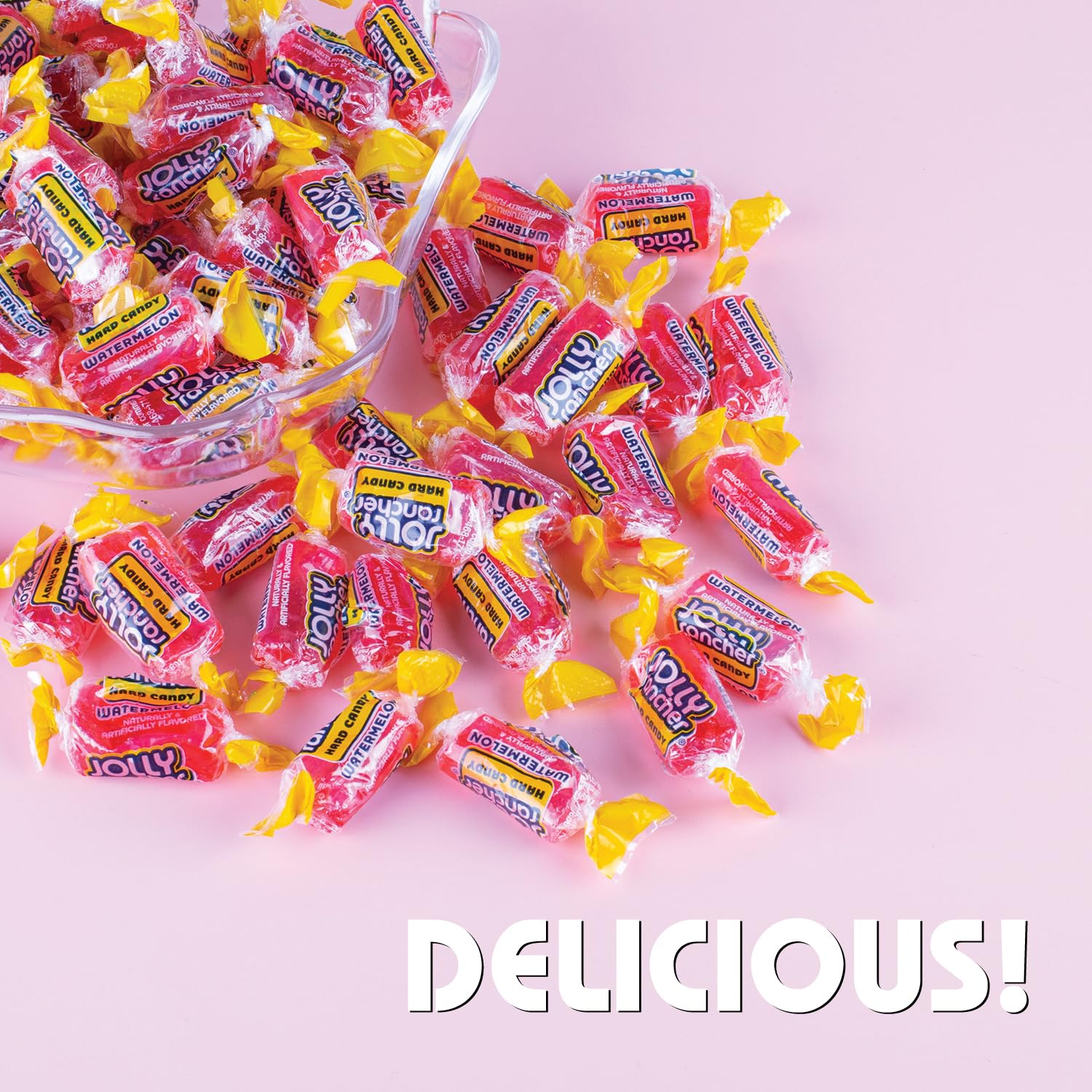 Jolly Ranchers Hard Candy Watermelon Flavor - 1.5 lb Bulk Bag | Fruit Flavored Candy with Real Juice | Gluten Free Individually Wrapped Treats | Perfect for Easter, Halloween, Party Favors & Office Snacks