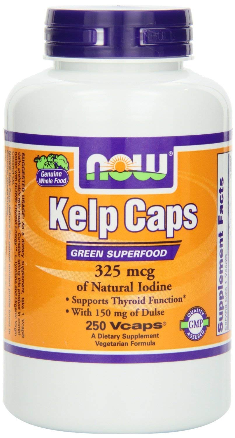 Now Foods Kelp 495 - Natural Iodine Supplement for Thyroid Support - Vegan, Gluten-Free Seaweed Capsules - Boost Energy & Metabolism - Perfect for Thyroid Health & Detox