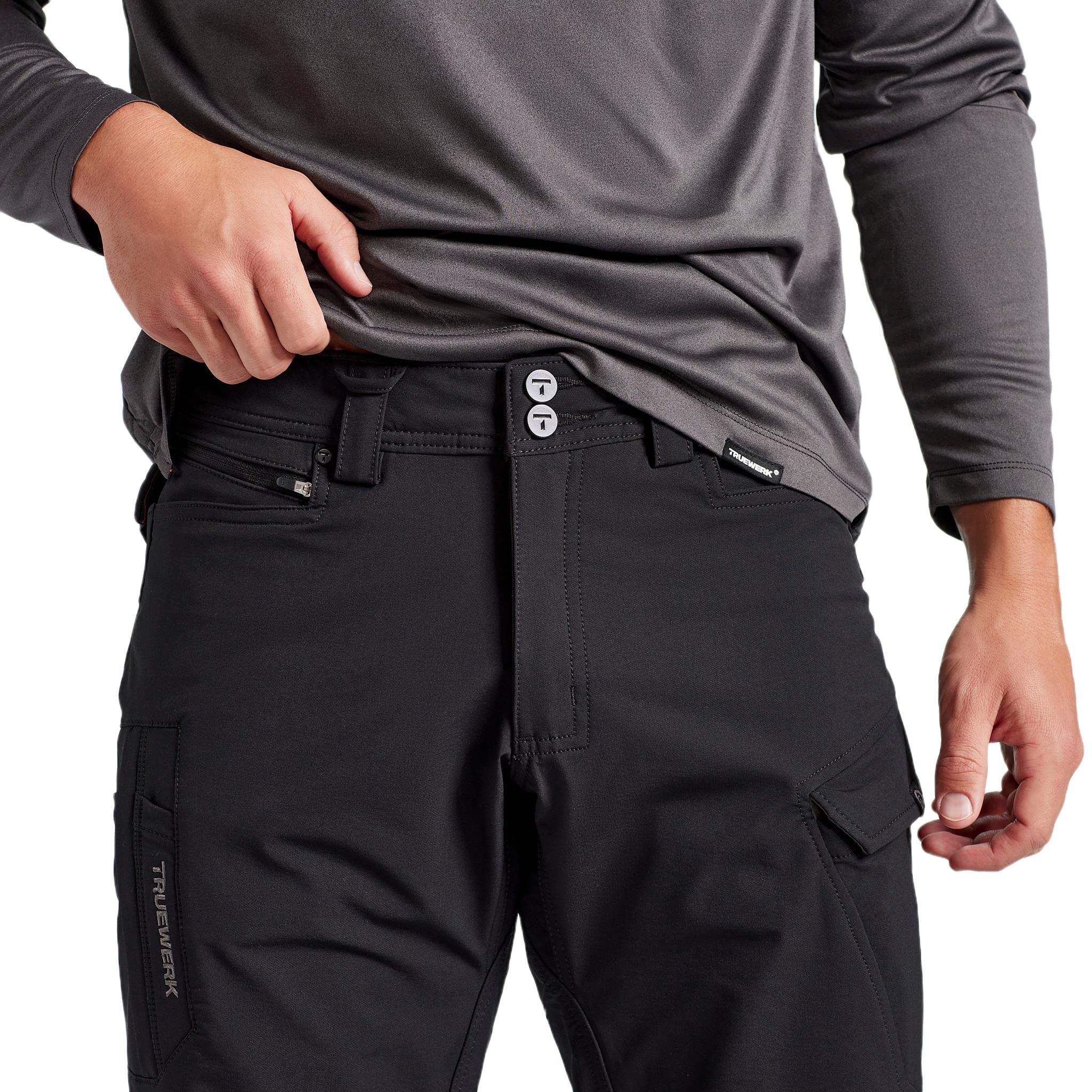 TRUEWERK Men's T2 WerkPant Technical Work Pants - Water Resistant, Lightweight, 4-Way Stretch with Multiple Pockets - Durable Workwear for Construction, Carpentry & Outdoor Activities