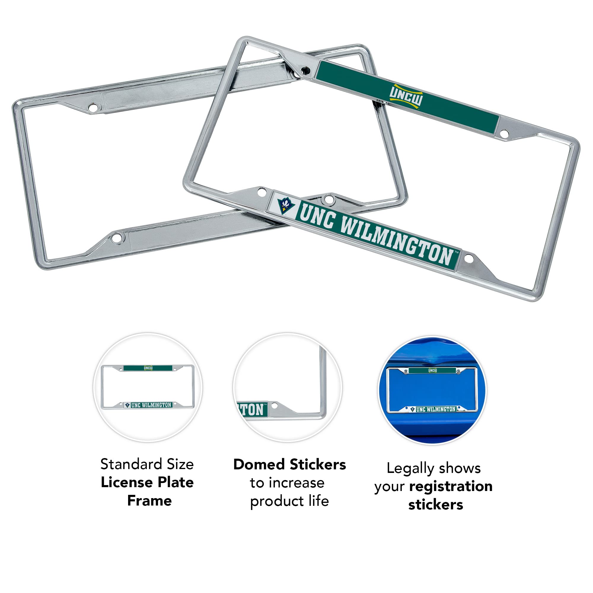 UNC Wilmington Seahawks Metal License Plate Frame - Desert Cactus Design Car Accessory for Front/Rear Bumper - Perfect for Alumni, Fans & Car Enthusiasts - Show School Spirit on Campus or Game Day
