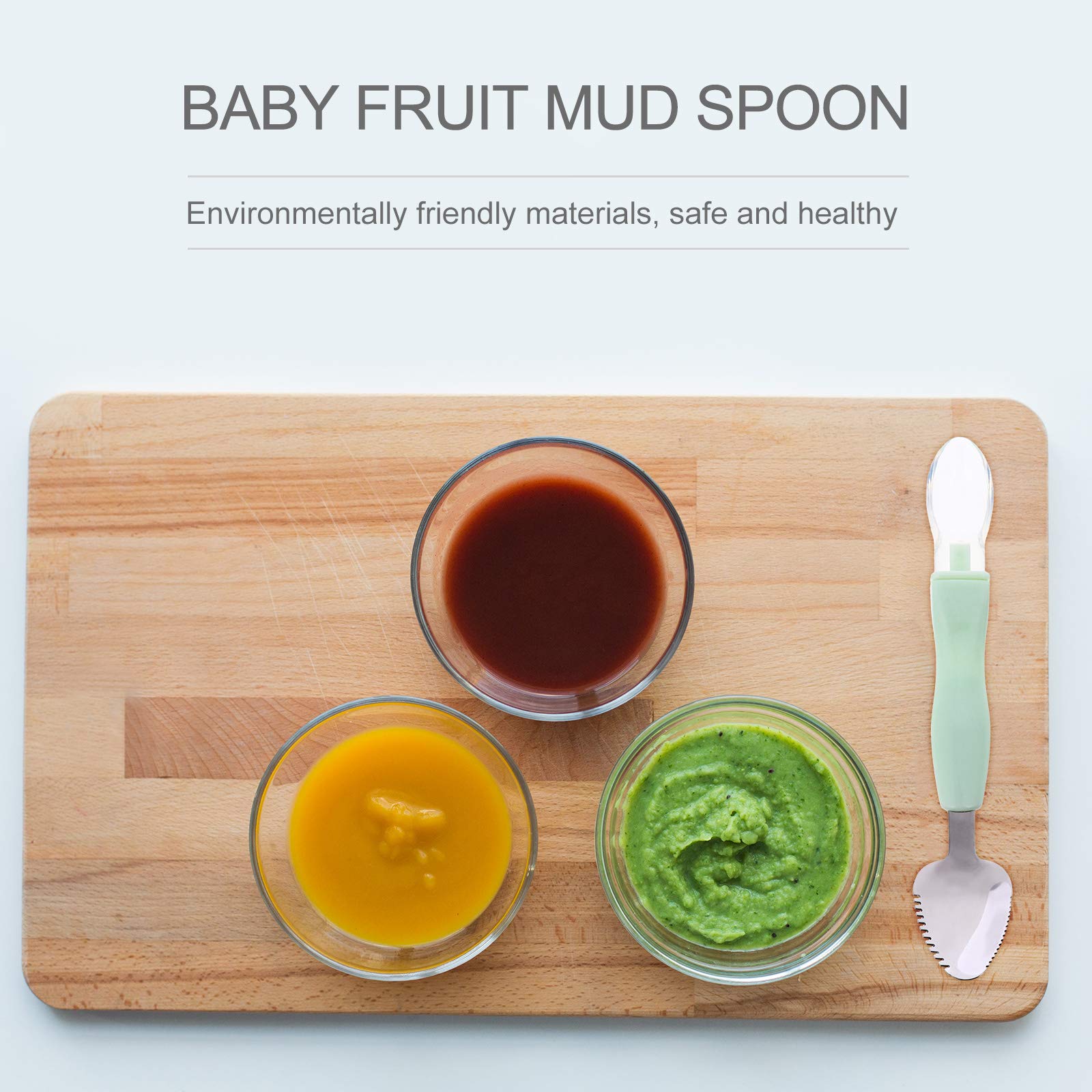Kisangel 2-Pack Silicone Baby Feeding Spoons - Dual Head Food Scraper & Puree Spoon for Infants - BPA-Free Soft Weaning Utensils - Perfect for Mashed Fruits, Vegetables & Baby-Led Weaning (Green)